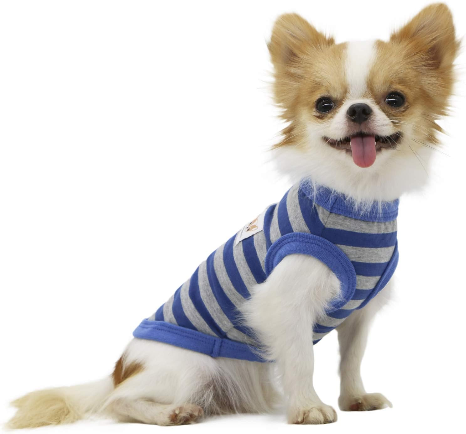 LOPHIPETS 100% Cotton Striped Dog Shirts for Small Dogs Chihuahua Puppy Clothes Tank Vest-Black and Gray Strips/Xxs