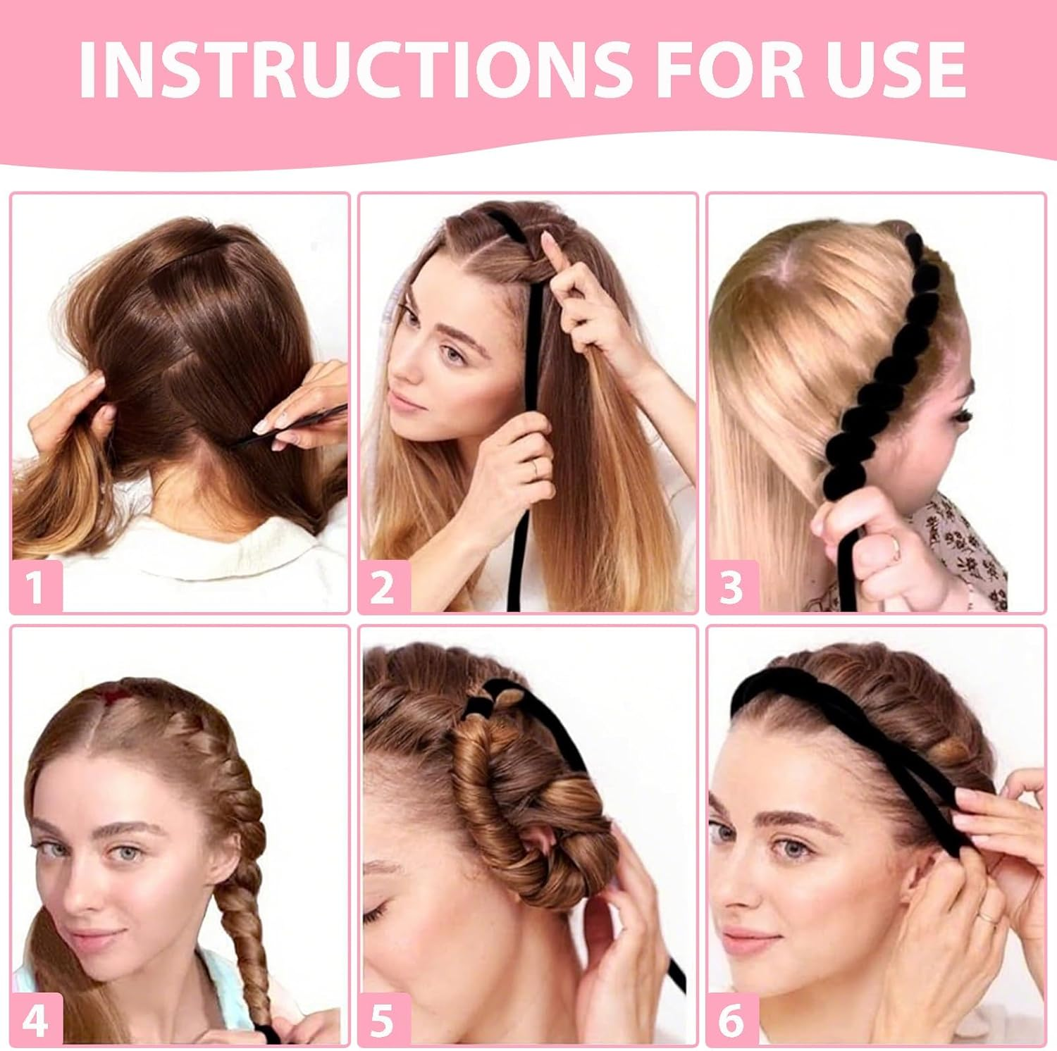 HARY Heat Free Curling Band + 2 Hair Loops + 1 Clip - Heated Satin Curling Headband for Volume & Waves | Heatless Curls for Long & Short Hair | Sleep Comfort (Black) image number 3