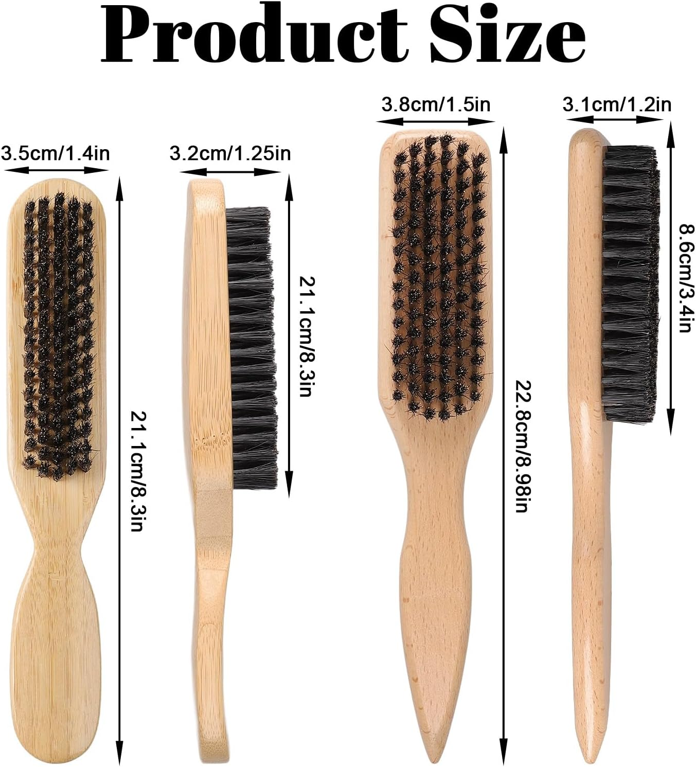 Pack of 2 Sleek Brush, Boar Bristle Brush, Soft Natural Bristles, Sleek Bun Hair Brush, Sleeks Braid Boar Bristle Brush, Bristle Beard Comb for Hairdresser Men Women Baby Child, for Hair and Beard image number 2