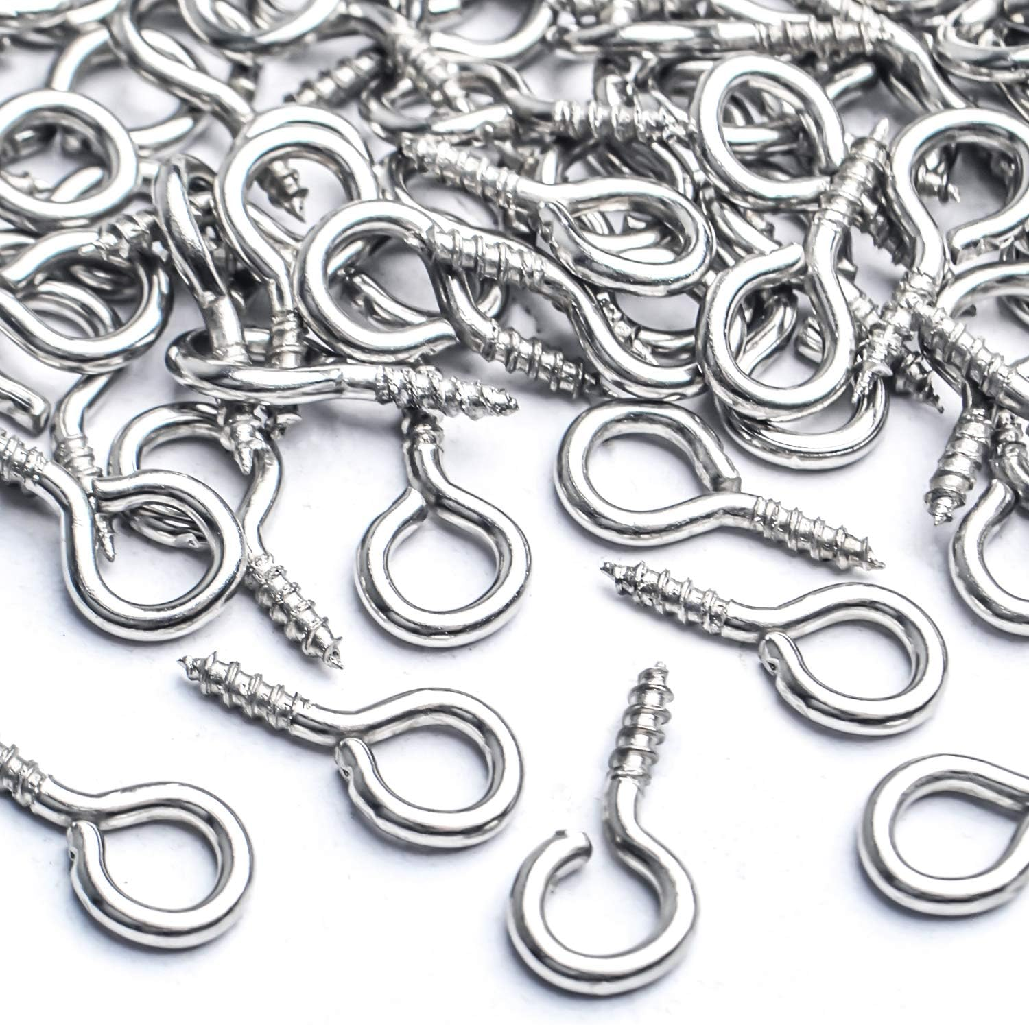 Bronagrand Small Eye Hooks,100Pcs 13X7Mm Mini Eye Pins Eye Screw Hooks Metal Eyelets Screw Eye Lags for Resin Jewelry Bead Plastic Wood image number 2