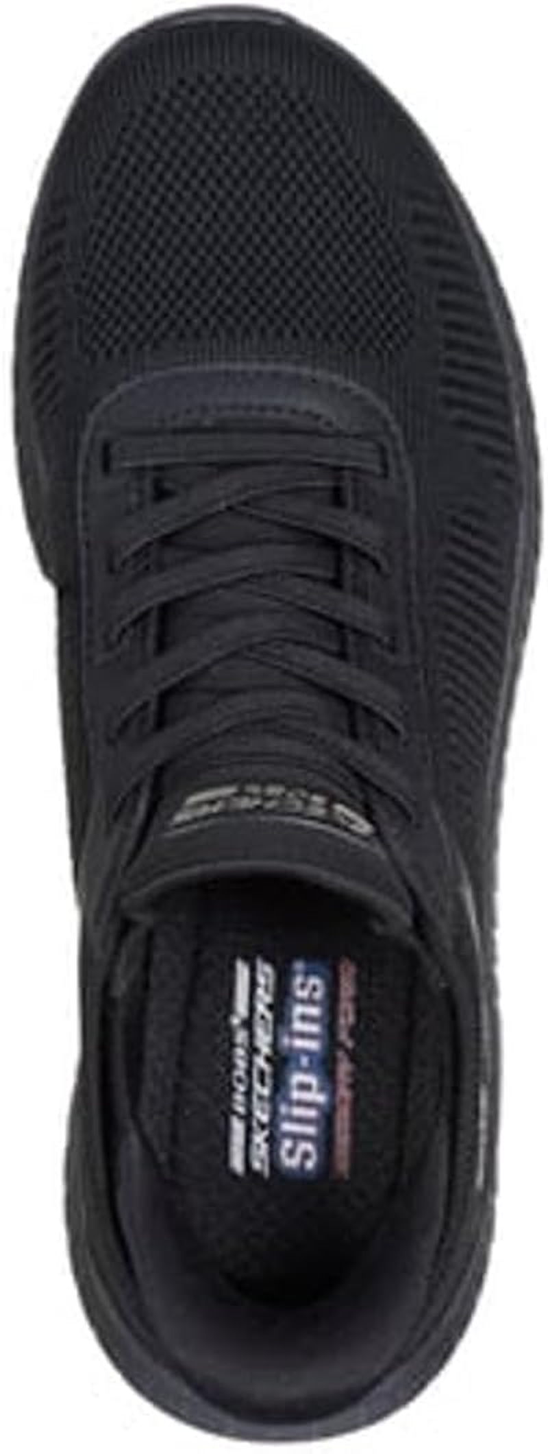 Skechers Women'S Hands Free Slip-Ins Bobs Squad Chaos-Current Muse Sneaker, Black/Black, 7 Wide image number 3