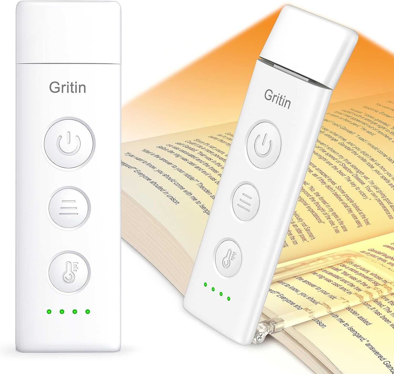 Gritin Book Light Rechargeable, Reading Light Lamp Clip on Books, 3 Eye-Protecting Modes (Mixed/White/Amber), 5 Brightness & Stepless Dimming, Long Battery Life, Flexible Reading Lamp for Readers image number 2