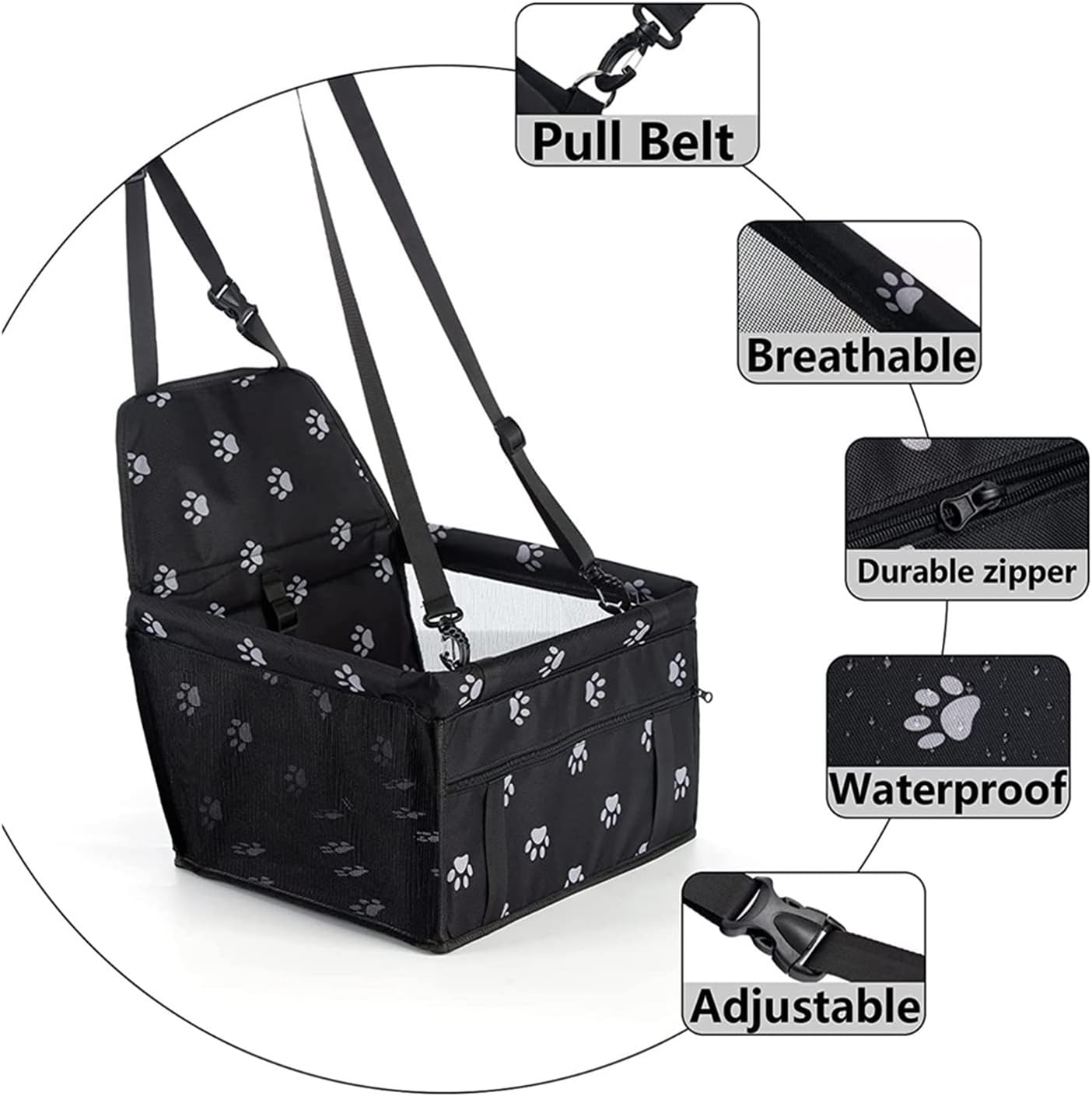 Dog Car Seat Cover Dog Back Bag Car Seat Cover Pet Bag Breathable Safety Hammock Pet Back Bag Foldable Bag Dog Hammock(Size:C) image number 6