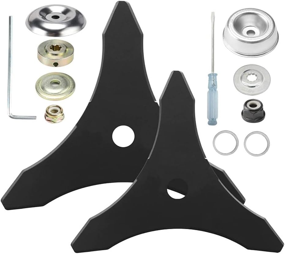 2 Set Carbon Steel Trimmer Blades with Adapter Kits,10" X 3 Teeth Brush Cutter Blades, Compatible with Hus-Qvarna, Stih-L, Ore-Gon, Hita-Chi Brush Cutter, Weedwacker,Weed Eater Replacement Blades image number 6