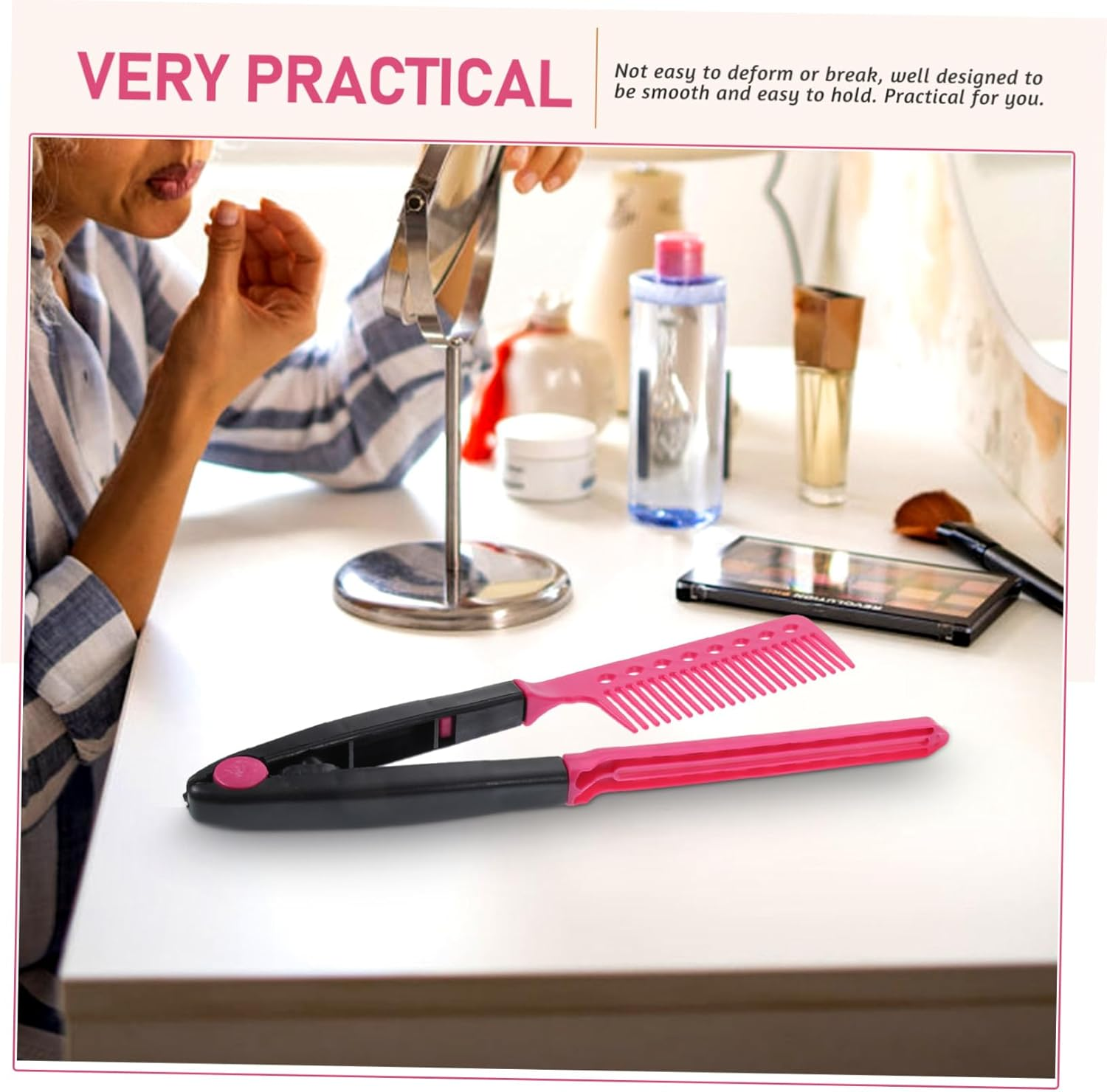 Outanaya Hair Straightening Comb Plastic Material Flat Ironing Hair Styling Tool Random Color image number 6