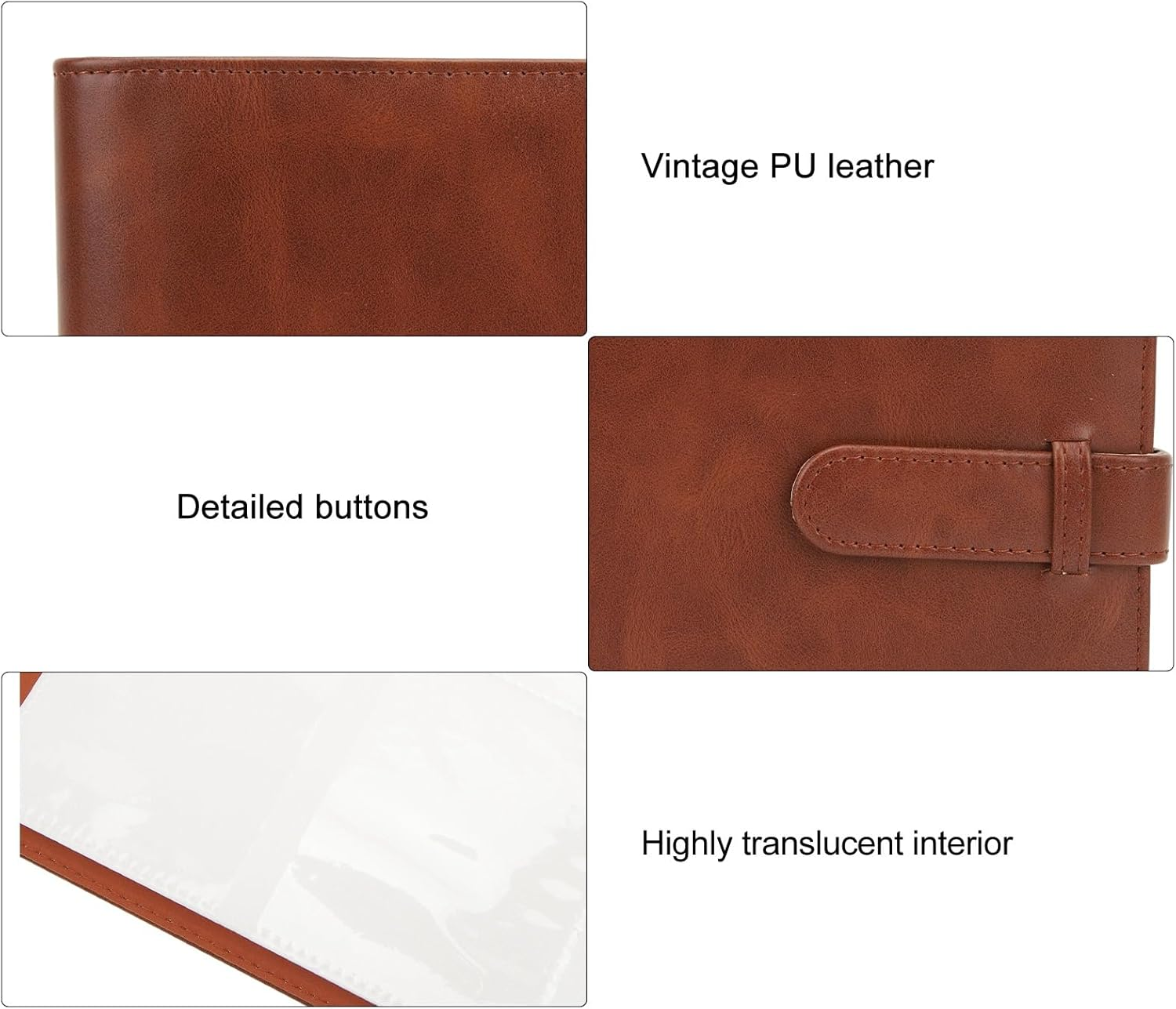 288 Pockets Photo Album for Fujifilm Mini Camera, 3 Inch Album Book PU Leather Photo Album for Mini 12 11 Instant Camera (Brown) image number 5