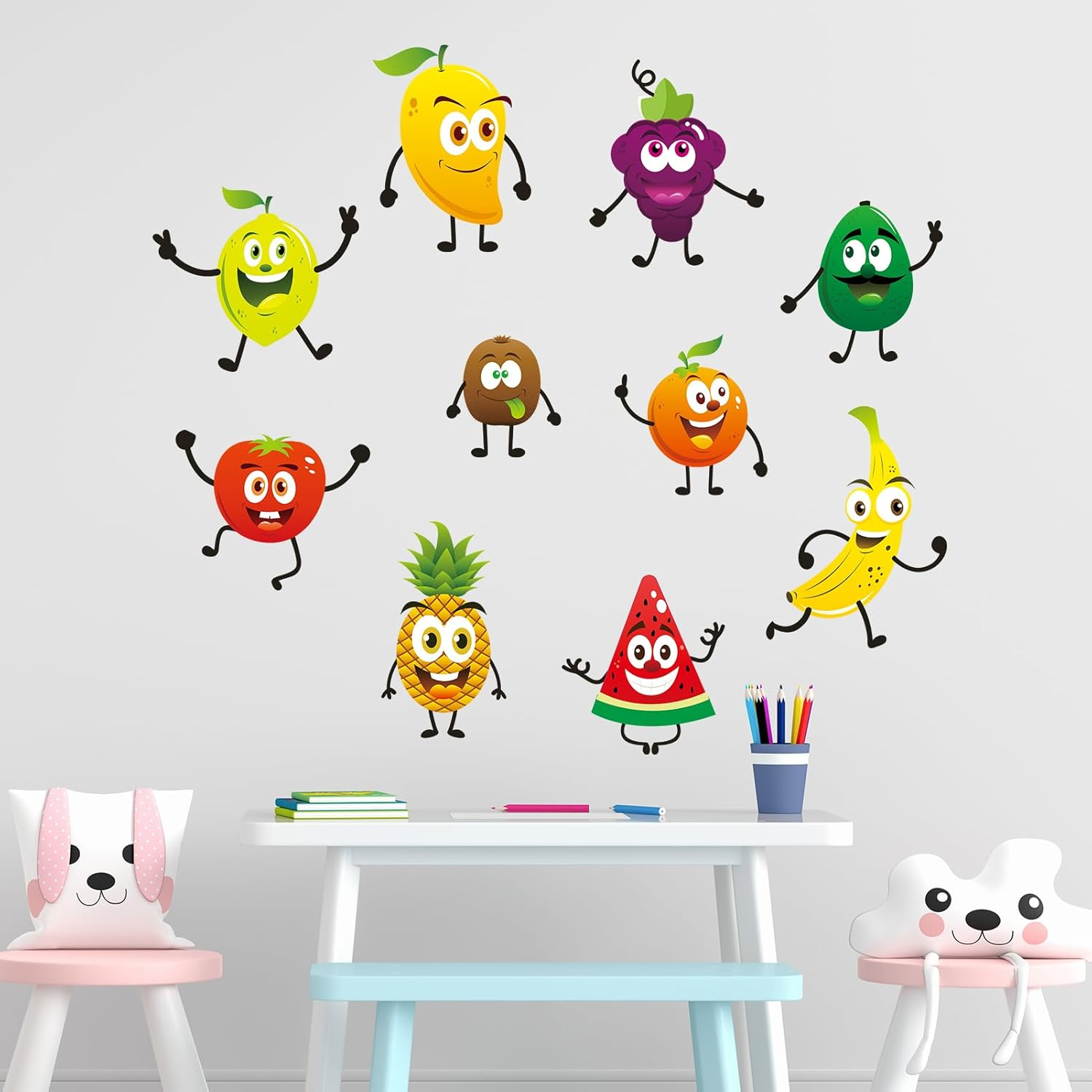 Kitchen Fruit Wall Stickers - Cartoon Wall Decals - Kitchen Cupboard Fridge Dining Room Cabinet Restaurant Home Wall Decor image number 3