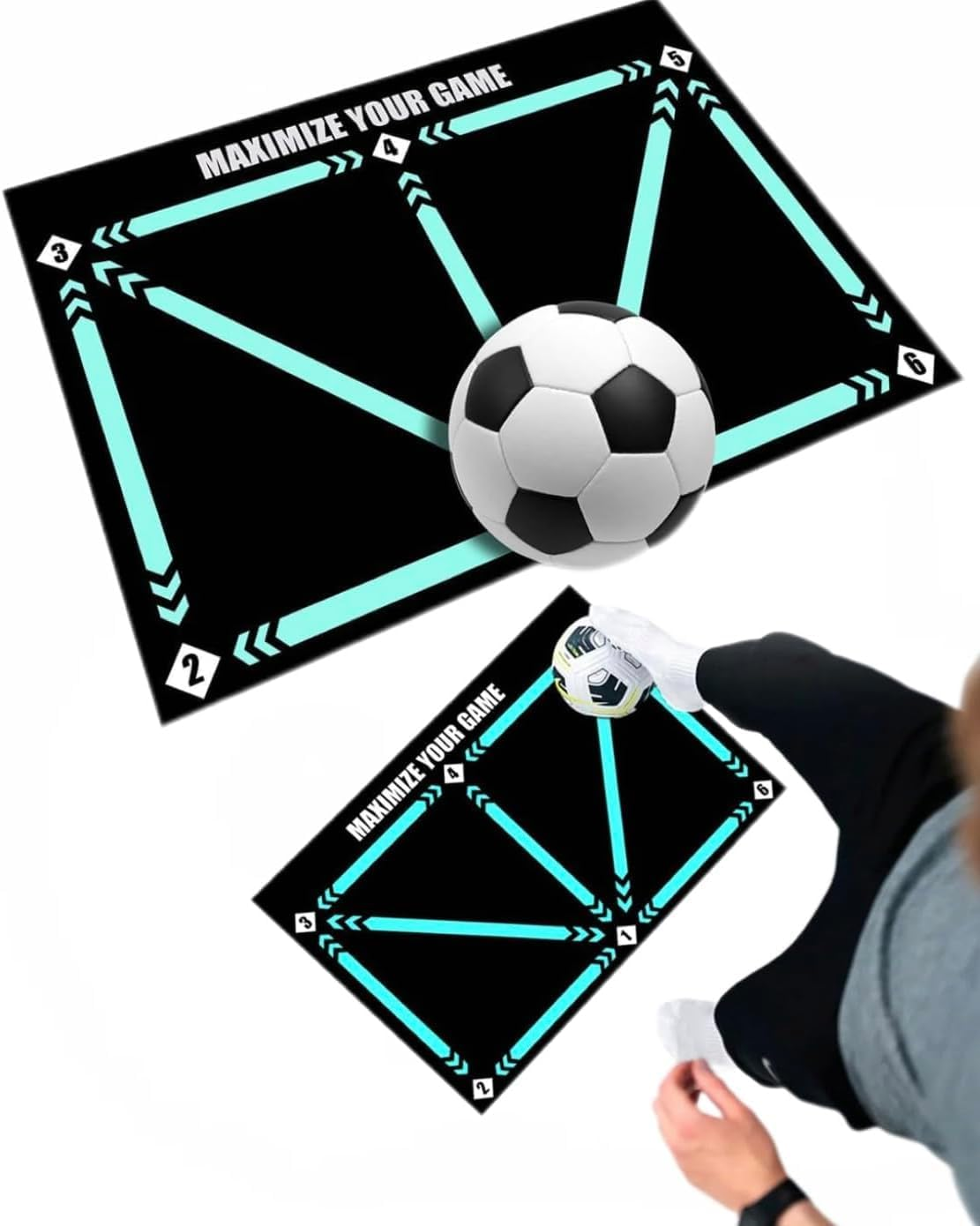 Football Footstep Training Mat, Sport Mat-Silent Anti-Skid Shock Absorption Training Mat,Football Doormat Corner Field Training Mat,Training Pace Ball Handler Equipment, Soccer Training Mat image number 5