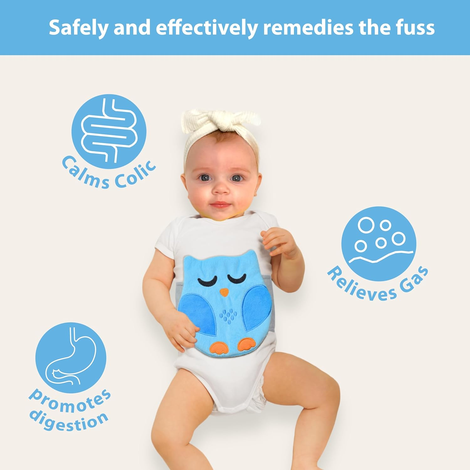Baby Colic, Gas and Upset Stomach Relief &ndash; Belly Hugger &ndash; a Soothing Warmth Combined with Gentle Compression (Blue) image number 2