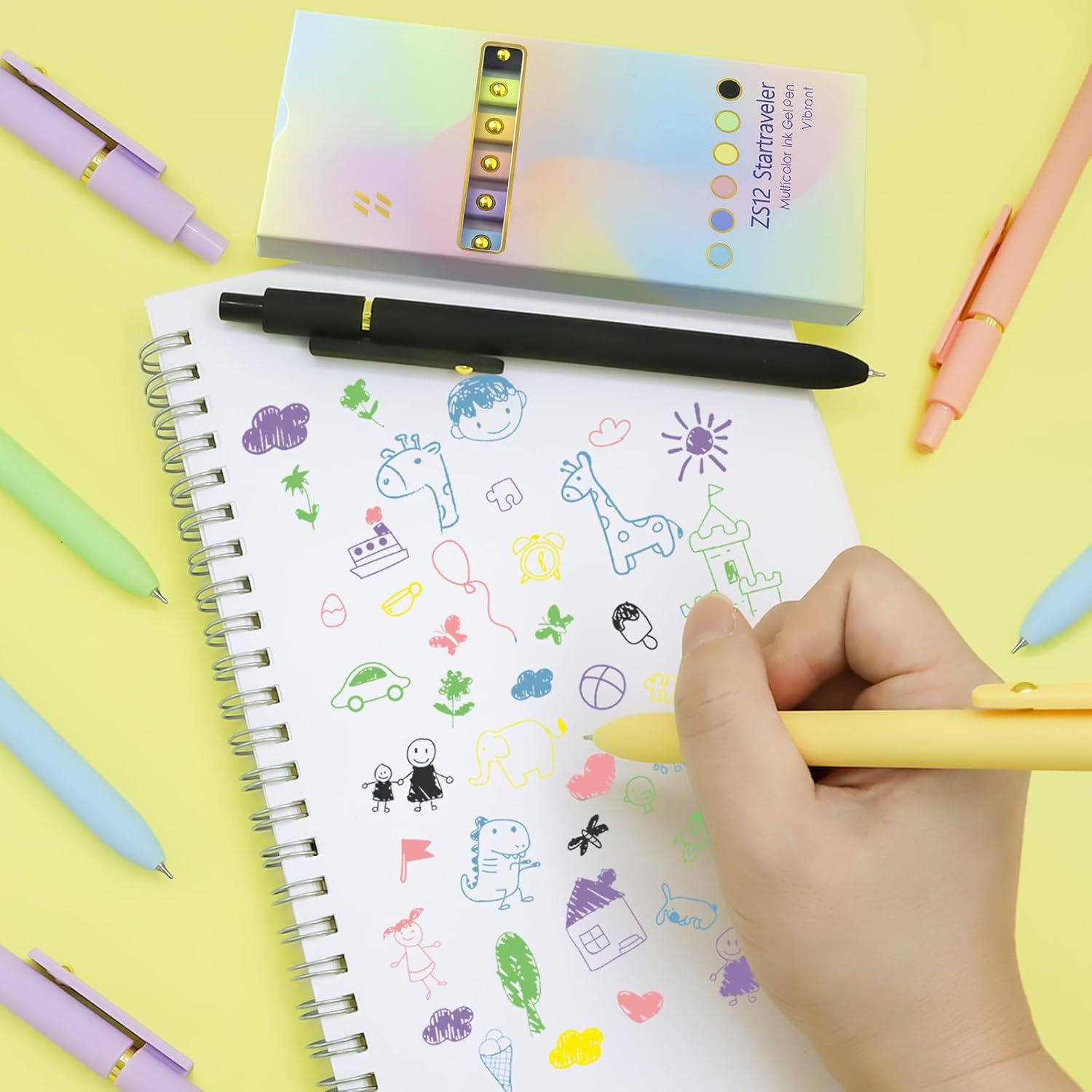 UIXJODO Color Pencils, 6 Pack Colorful Pens Fine Point Smooth Writing 0.5Mm Colored Ink Gel Pen for Diary Notes Planner School Supplies Gifts for Nurses Teachers (6 Pack - 6Pcs Gold Vintage image number 2