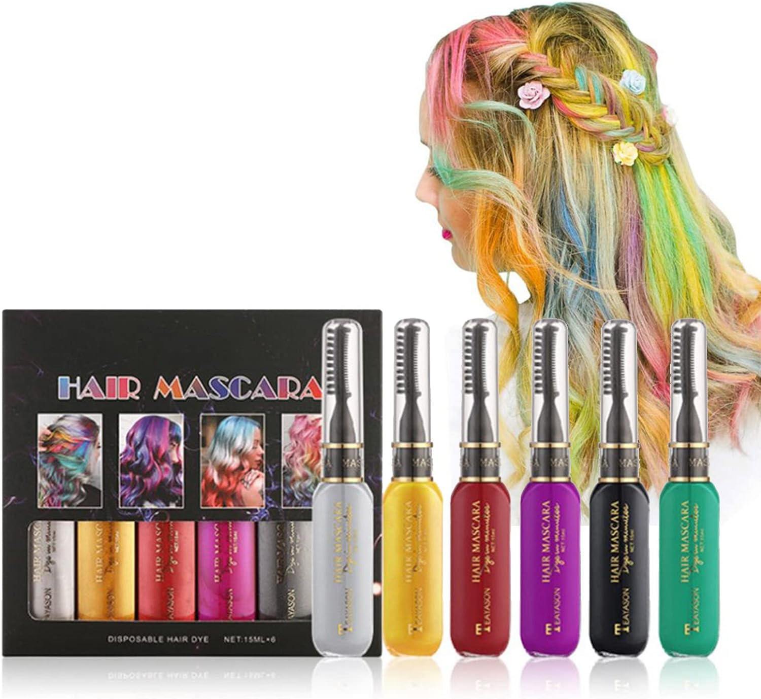 Hair Chalk Comb, 6 Colors Temporary Hair Color for Girls Kids Women Gifts for Girls and Boys Age 4 5 6 7 8 9 10 11 12 for Halloween Christmas Makeup Birthday, Washable image number 4