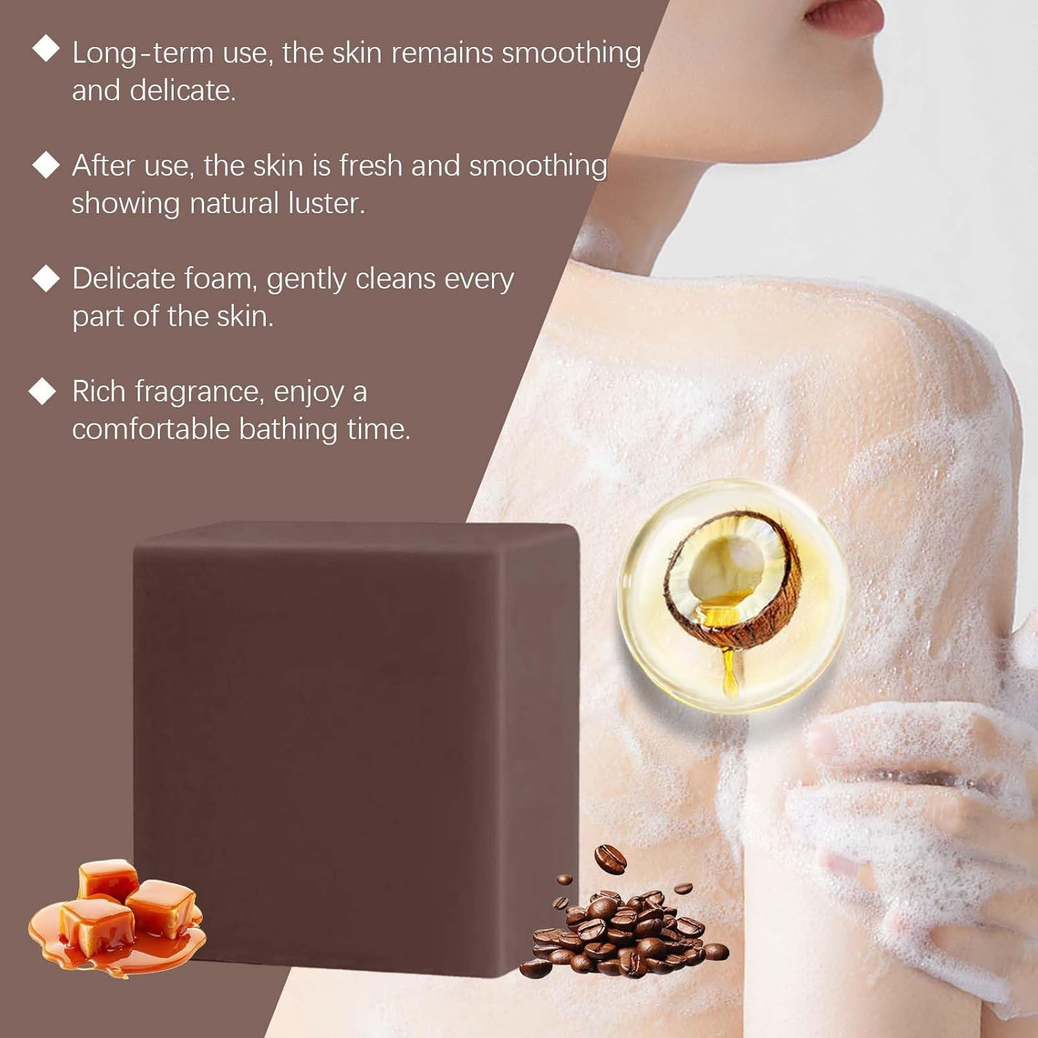 Coffee Soap Bar, Handmade Soap Bar for Bathing and Washing, Natural Vegan Exfoliating Soaps with Coffee and Coconut Oil, Face and Body Bars for All Skin Types, 100G (1Pcs) - 2Pcs image number 3