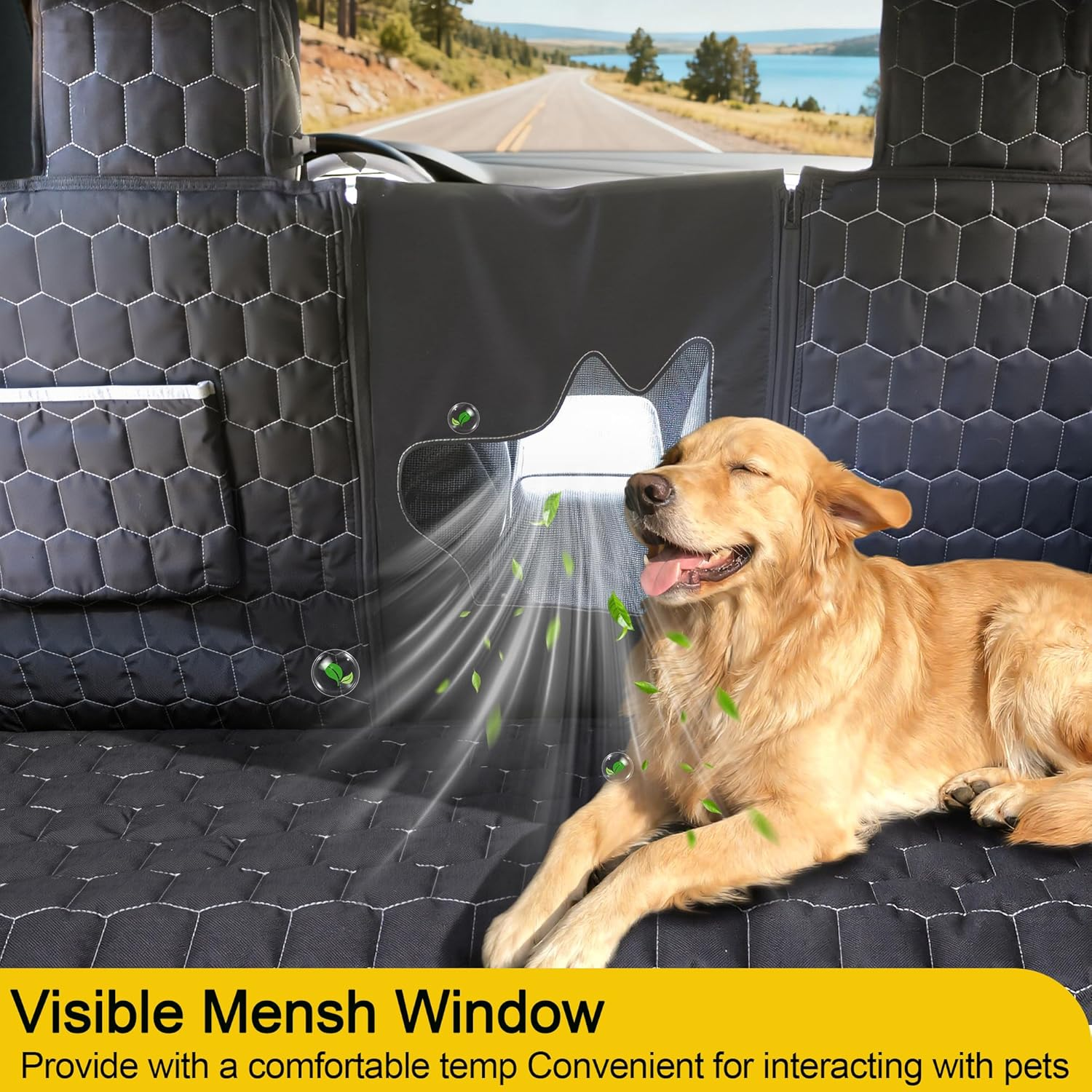 Dog Seat Covers for Tesla Model Y, Car Hammock for Tesla Model Y 2022-2025 with Side Flaps, 100% Waterproof Pet Car Seat Cover with Mesh Window & Headrest Protector Easy Clean up Pet Liner image number 2