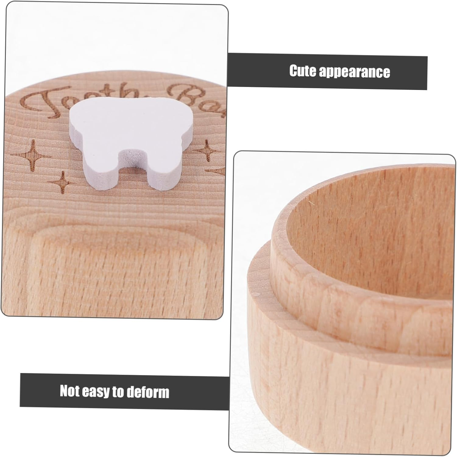 Baby Tooth Holder and Fetal Hair Storage Box Wooden Boys and Girls First Tooth Case Portable Design for and Hair Keepsake Natural Wood for Boys and Girls image number 4