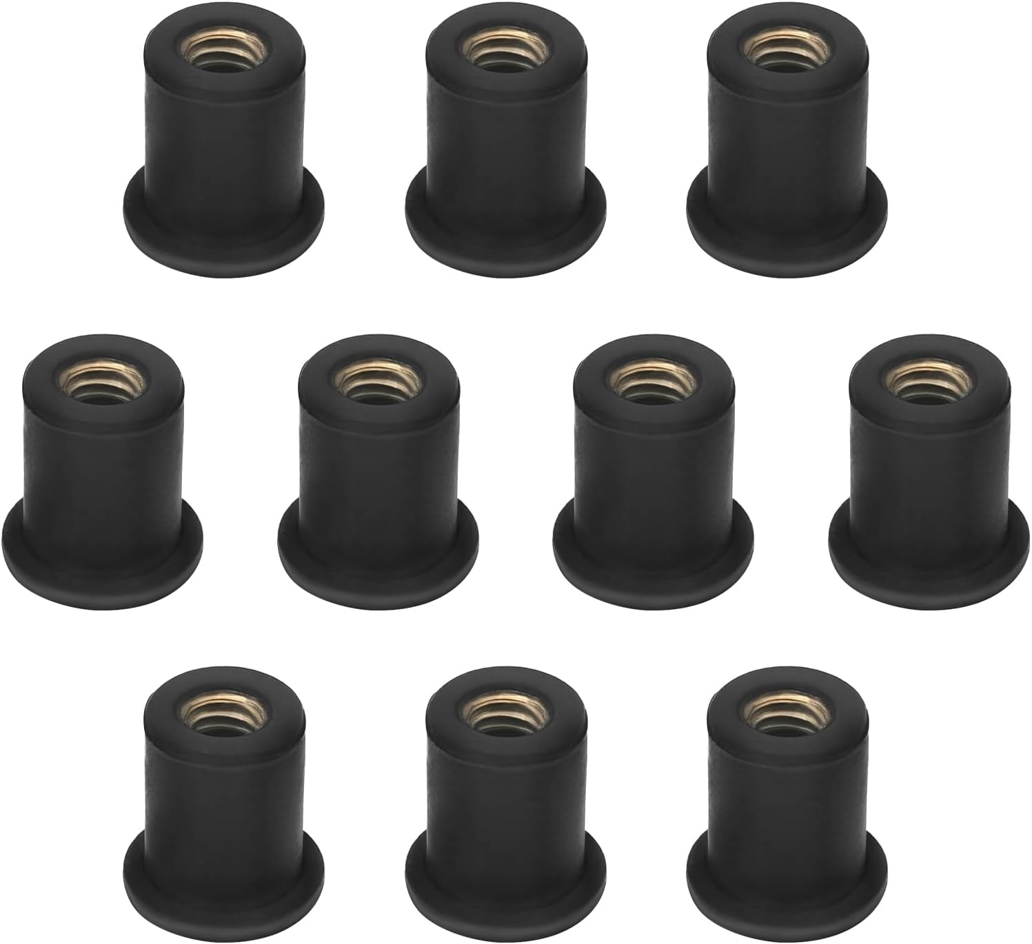 Be in Your Mind 10Pcs M6 Rubber Nuts Motorcycle Windshield Nuts Brass Insert Motorcycle Fairing Well Nut Compatible with Honda Compatible with Suzuki image number 1