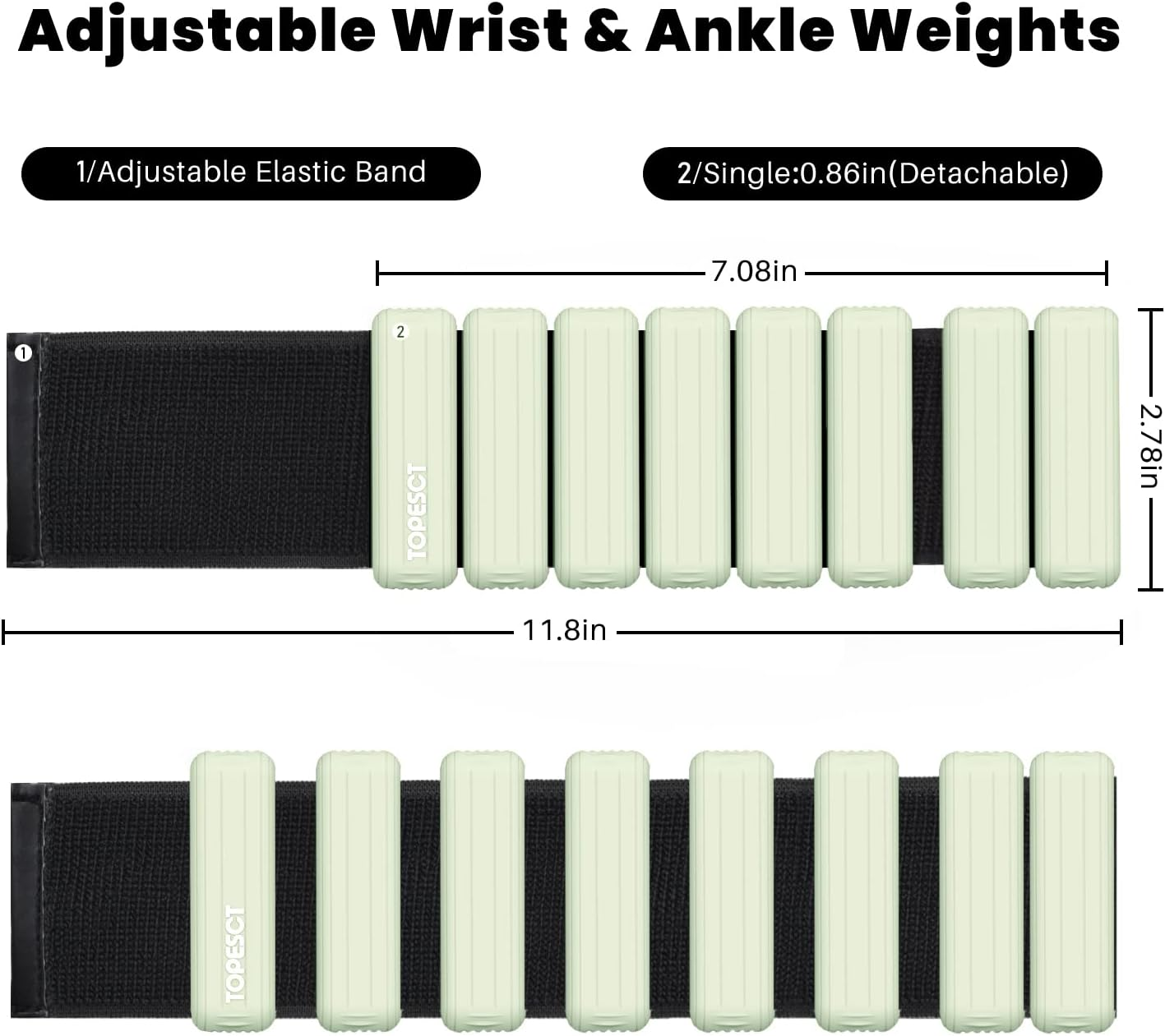 TOPESCT Adjustable Wrist Weights - Set of 2 (1Lb Each) | Wearable Wrist & Ankle Weights Bracelet for Yoga, Dance, Barre, Pilates, Cardio, Aerobics, Walking image number 5