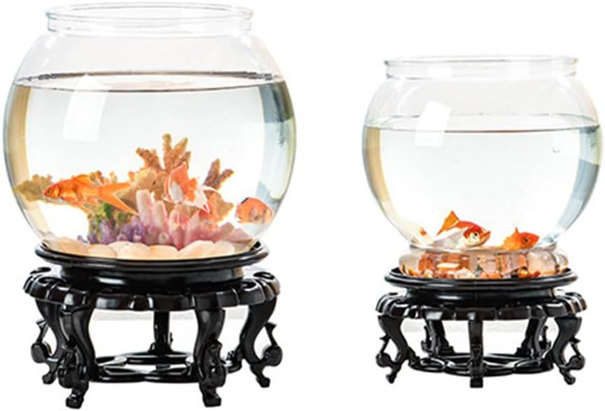 HPAMR Goldfish Tank, Modern Compact Tanks for Tabletop, Plastic round Aquarium Goldfish Tanks, Shatterproof Plastic with Crystal Clear Clarity, Fish Breeding Box with Fish Bowl Holder (2Pcs) image number 1