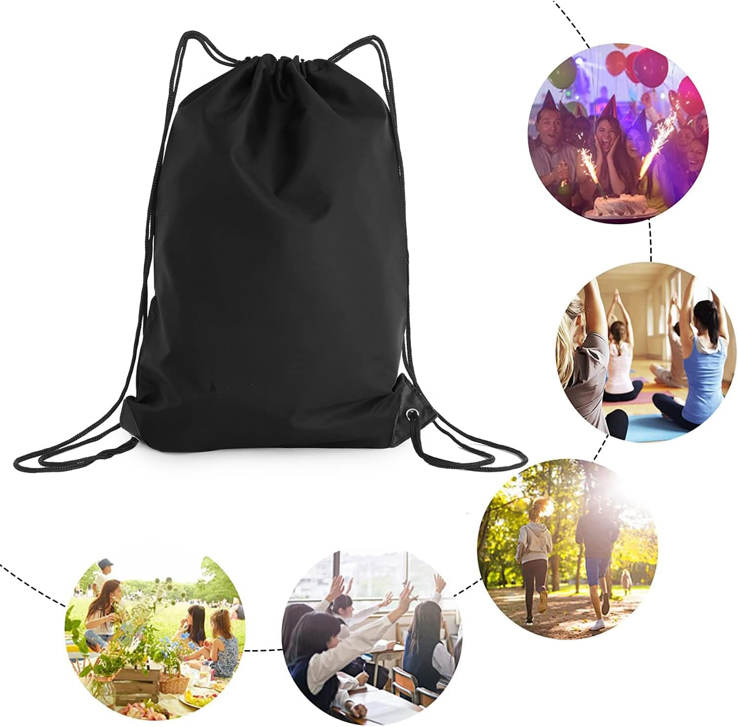 Adam & Eesa&reg; Unisex Drawstring Gym Bags - Personalised Waterproof Sack with Carry Handles for Mens & Womens - Kids PE Swimming School Bag - Ideal for Beach, Holidays, Shopping, Yoga (7.5L Capacity)