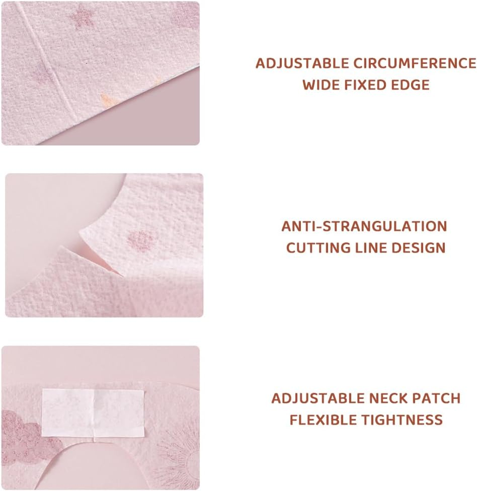 50PCS Disposable Baby Bibs &ndash; Waterproof Travel Bibs for Girls & Boys with Large Pocket, Adjustable Neck, Leak-Proof Liner, Individually Wrapped for Toddler Feeding