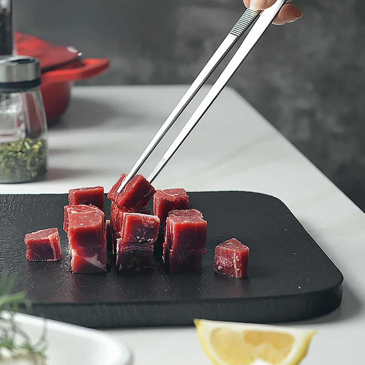 1 PCS Cooking Tweezers Proxima Direct 12 Inch Stainless Steel Long Kitchen Fine Tweezer Tongs for Cooking Sea Food BBQ Medical Beauty Repairing Pet Feeding image number 1