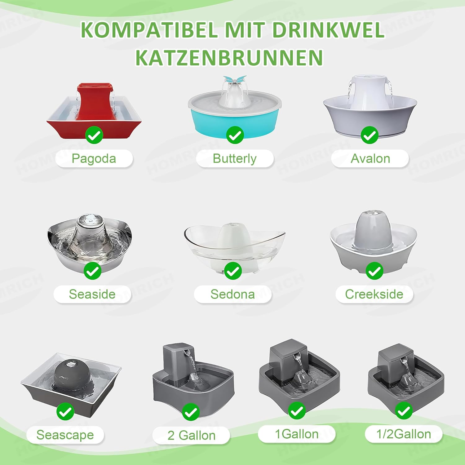 Cat Fountain Filter for Petsafe Drinkwell, 8 Pieces Replacement Filter Drinking Fountain Cats & 8 Pieces Pre Filter Foam, Cat Fountain Replacement Carbon Filter for Avalon Pagoda Gallon Sedona image number 5