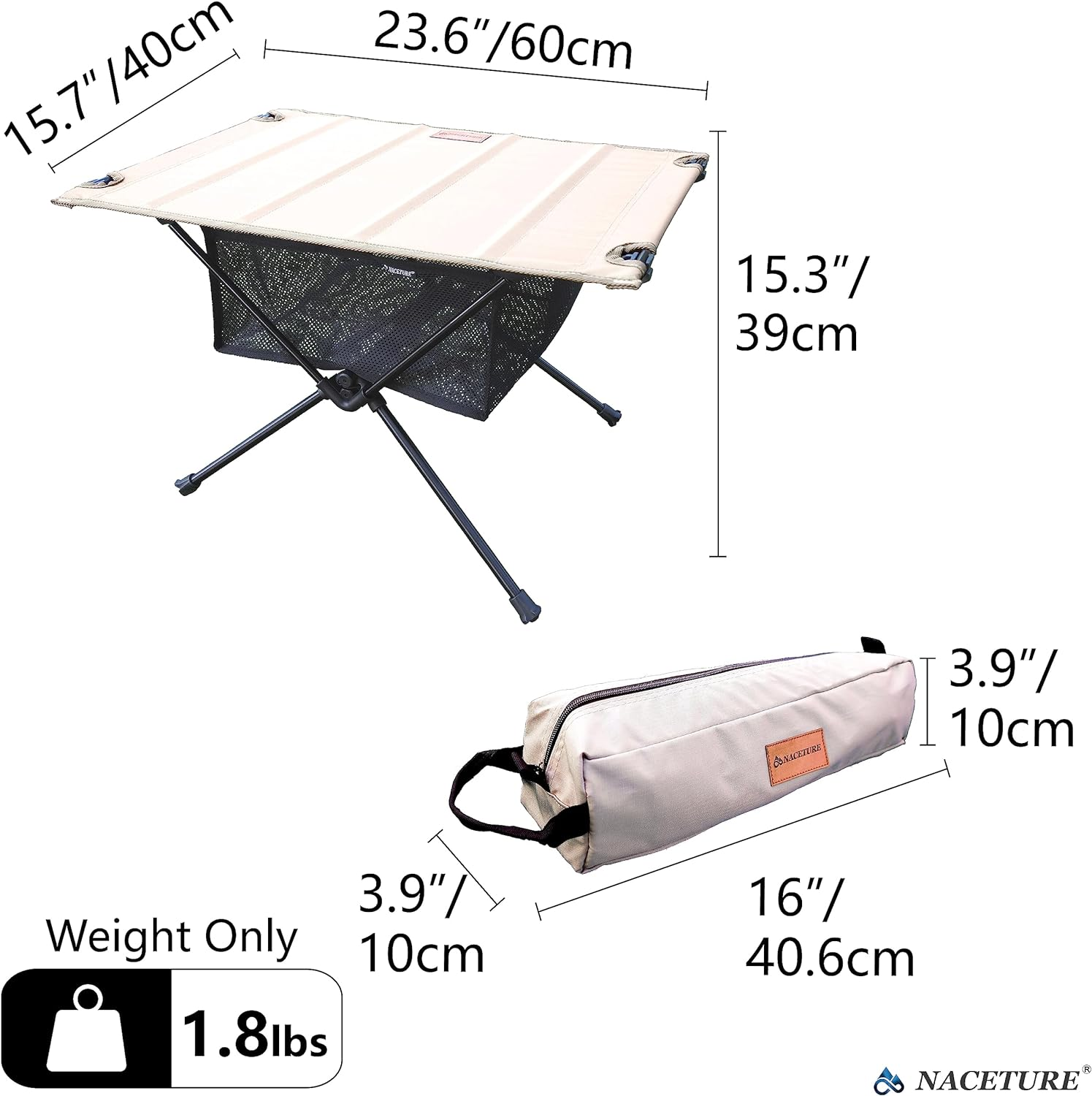 Ultralight Backpacking Table - Collapsible Camping Table with Storage Mesh for Camping Gear, Hiking Table and Mountaineering Table, Camp Table for Accessories and Outdoor Travel (Brown) - Brown image number 1