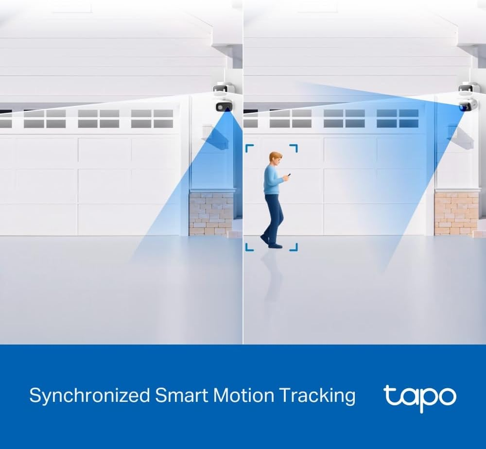 Tapo Tp-Link Indoor/Outdoor Dual Lens Pan/Tilt Security Camera, 2K 3MP, Synchronised Smart Tracking, 360&deg;, Wide-Angle & Telephoto Lens, One-Tap Smart Focus, Night Vision, Free Detection (Tapo C246D)