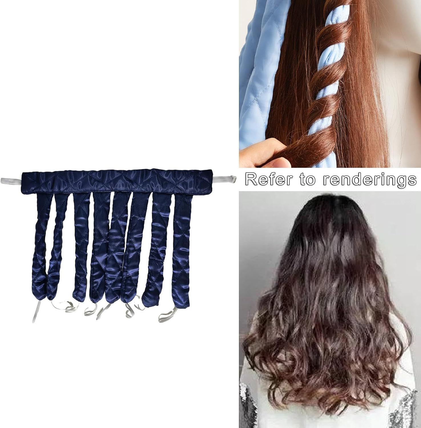 Amagogo Roller Hair Heatless Curling Rod Headband Lightweight Lazy Hair Curler Easy to Use Heatless Curler for Overnight Curls, Dark Blue image number 4