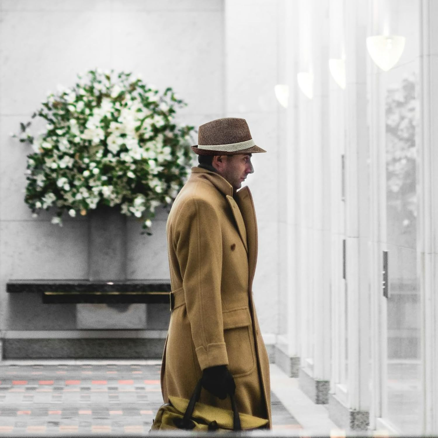 Lisianthus Fedora Hat for Men Panama Trilby Hat Short Brim Summer Sun Hat image number 5