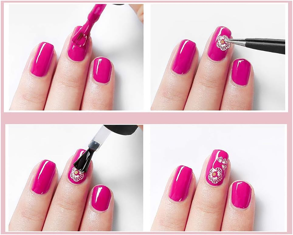 2 Sheets Nail Art Stickers Flowers Beautiful Nail Stickers DIY Nail Decals and Strawberry Nail Stickers for Girls