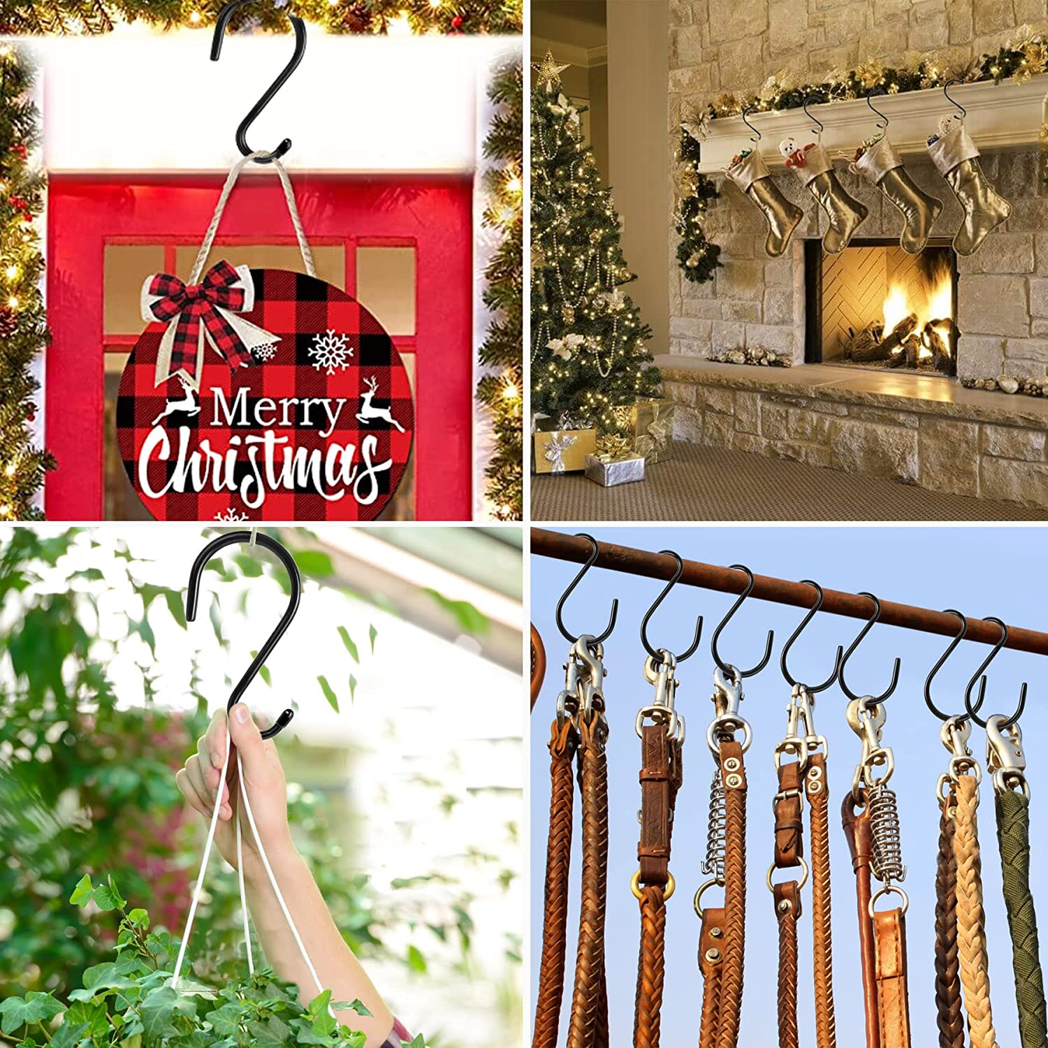 Antimbee 12 Pack Heavy Duty S Hooks, 5.5 Inch Large S Hooks, S Hook Hanger with Rubber Coated, Black S Shaped Hook for Hanging Plants, Banana, Clothes, Bags,Towels, Kitchen Utensil image number 4