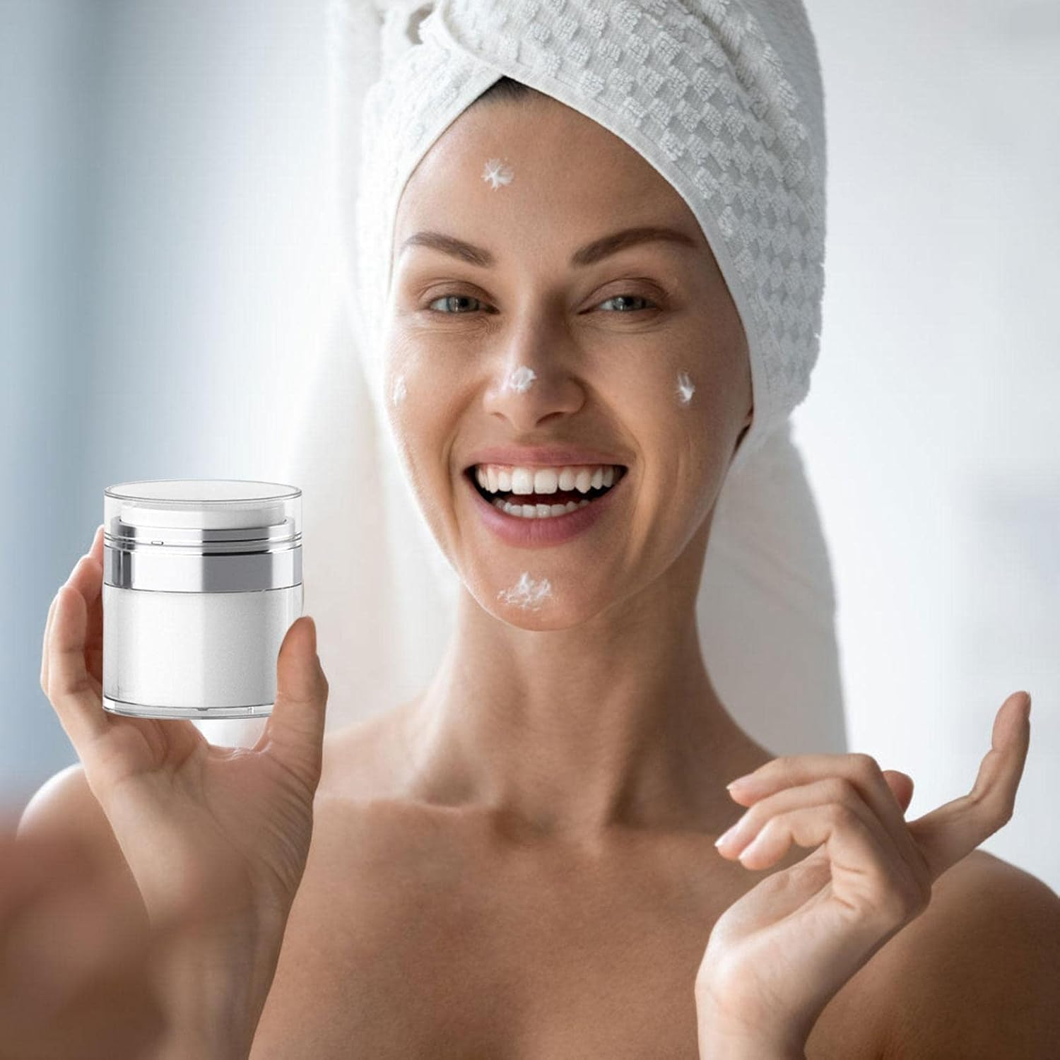 Pump Bottle Dispenser | Airless Pump Jar | Moisturiser Pump Dispenser Airless Pump Bottle | 15/30/50Ml Refillable Portable Cosmetic Container image number 5