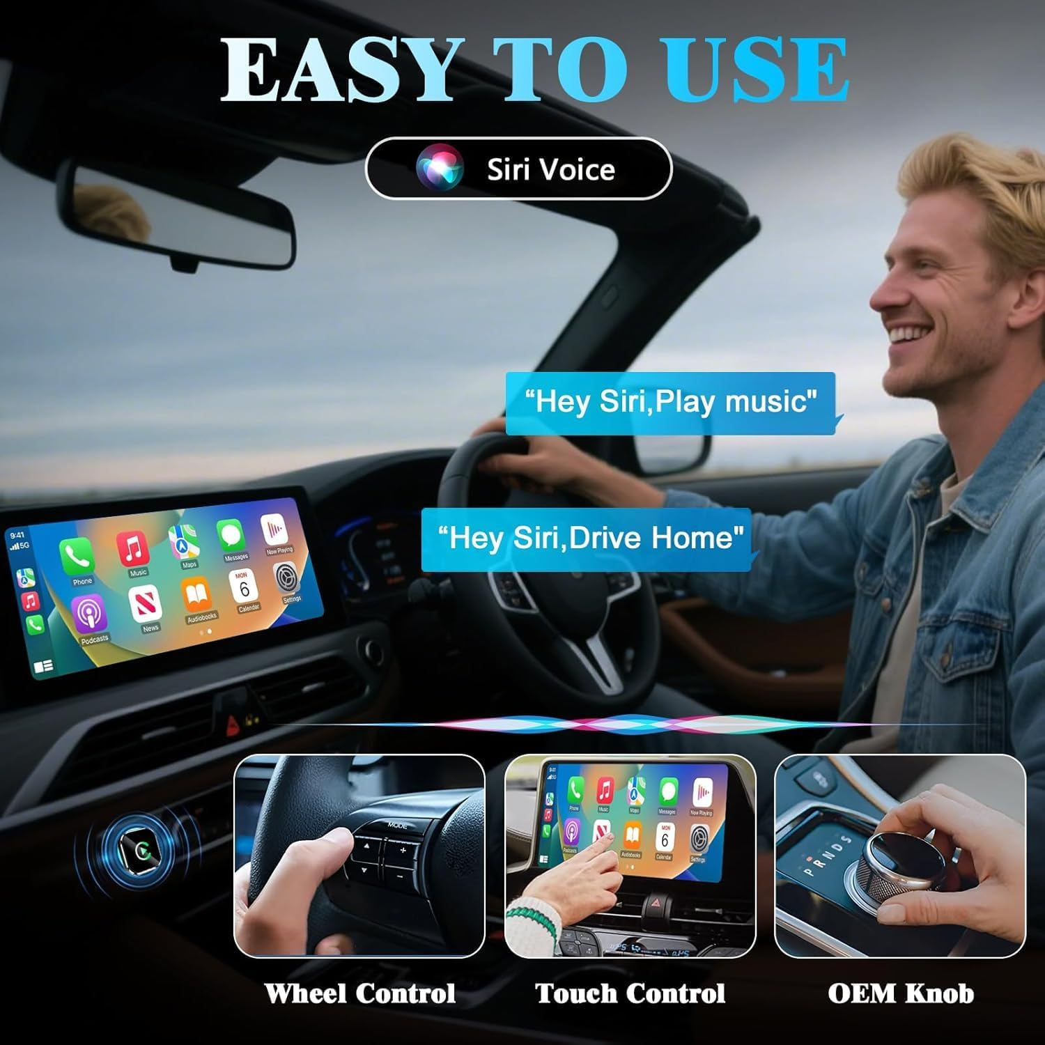 Wireless Carplay Adapter, 2026 Upgraded 2 in 1 Wired to Wireless for Apple Carplay & Android Auto, Mini USB Design Car Play Adapter with Type-C Extension, Plug and Play, Stable Connection & No Latency