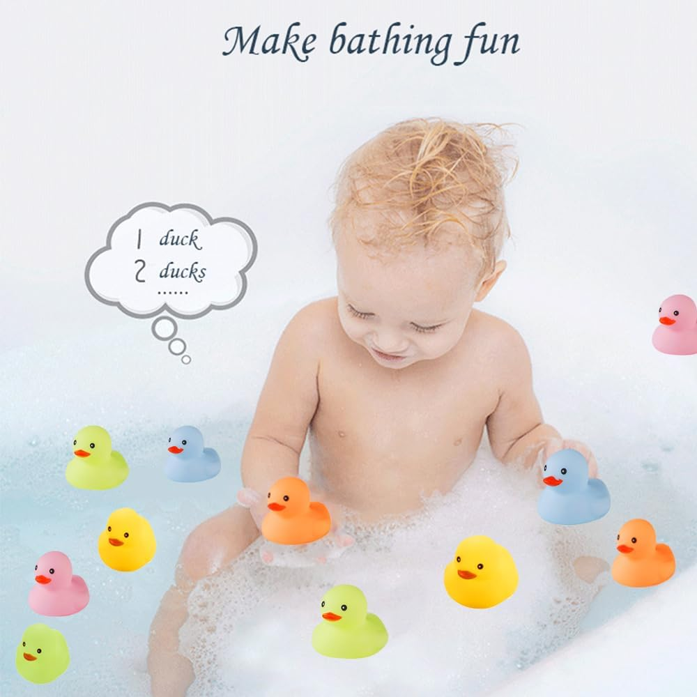 Bath Duck Toys 30 PCS Mini Rubber Ducks Squeak and Float Duckies Baby Shower Toy Party Decoration for Toddlers Boys Girls (1.8''-30Pcs)