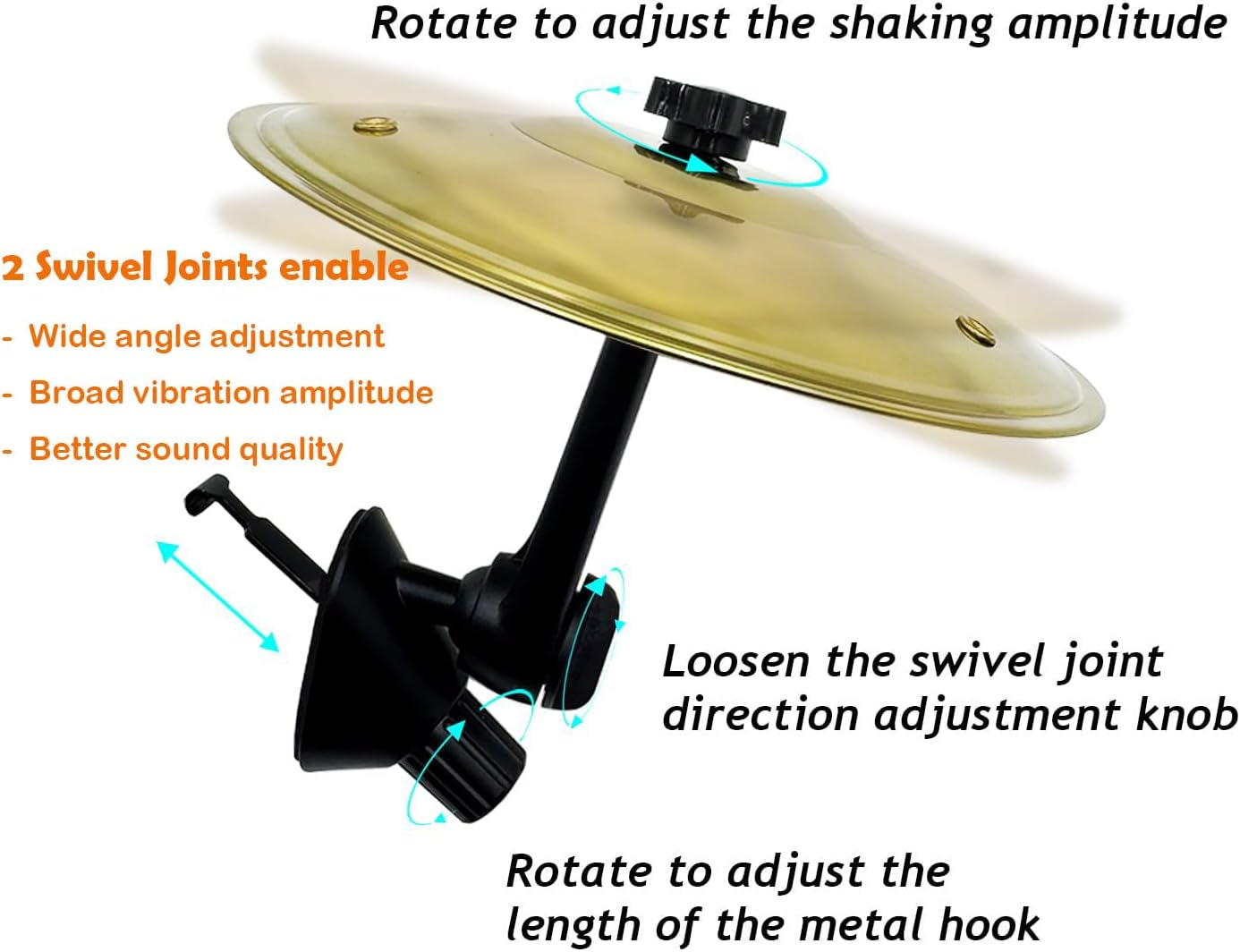 Car Cymbal, Car Cymbal Air Vent, Mini Drum Crash Cymbal for Car Vent, 2 Swivel Joints,Suitable for All Types of Vehicles (Gold) image number 1