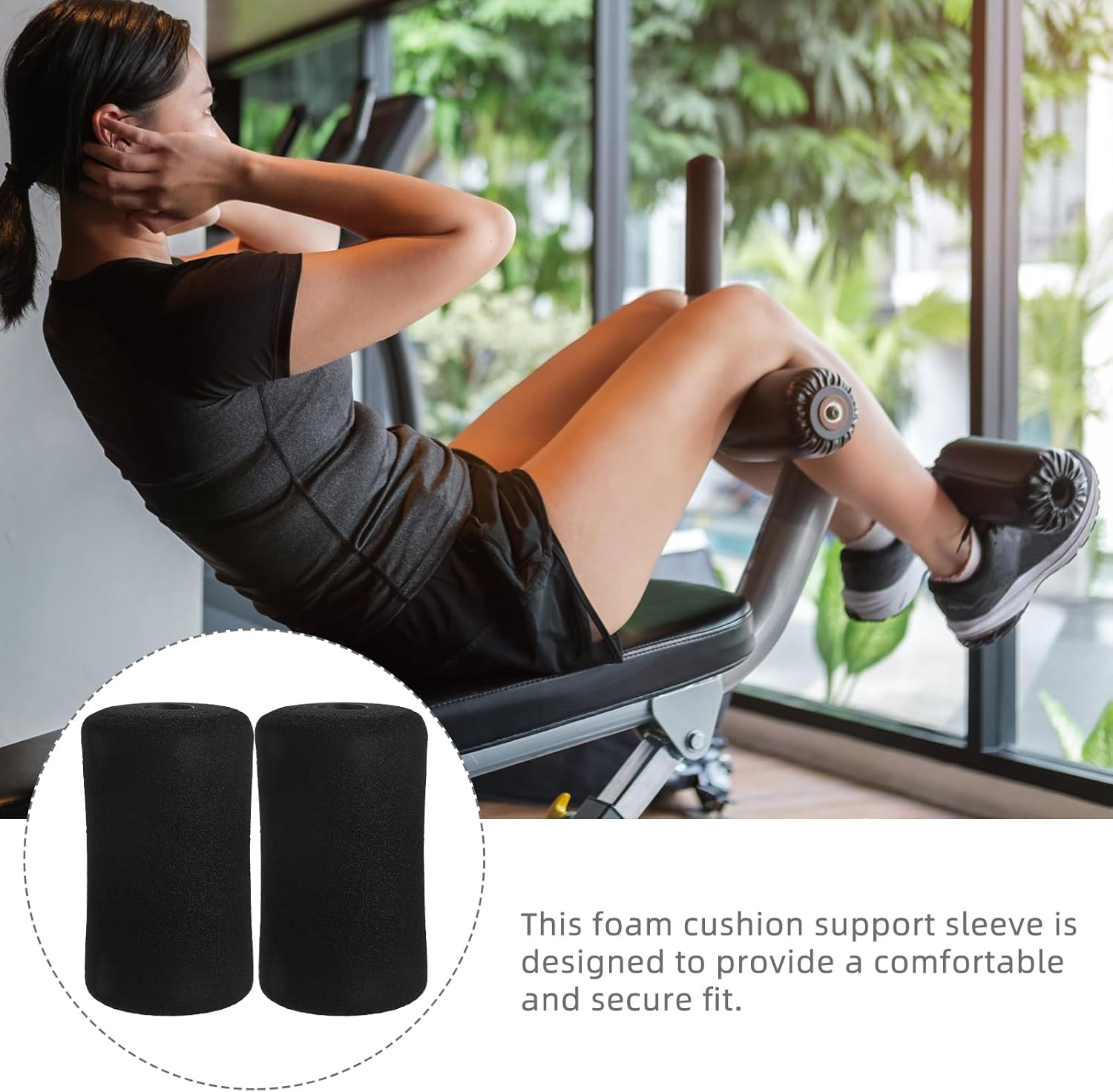 Kisangel 4Pcs Foam Foot Pads Rollers for Universal Home Gym Equipment Covers Leg Extension Replacement Machine Pads for 22Mm Inner Diameter 135Mm Length image number 4