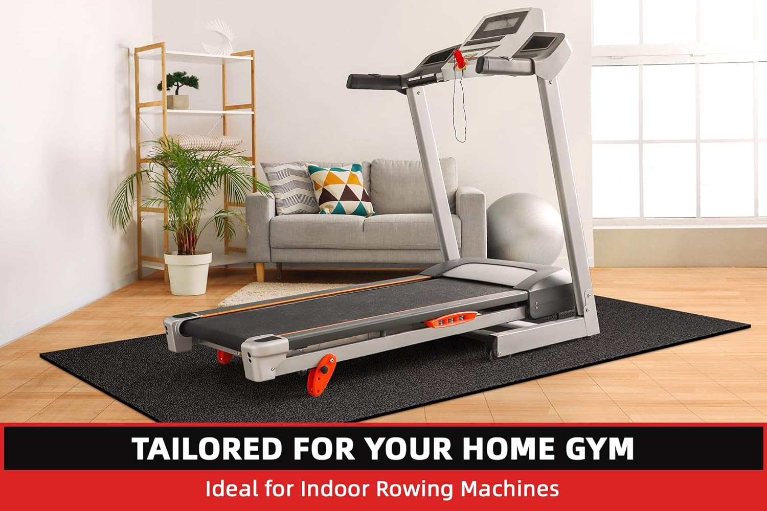 Gymcope Treadmill Mat, 183X91.5Cm Exercise Equipment Mat for Hardwood Floor Carpet Protection, 6Mm Thick, Exercise Bike Mat for Indoor Cycles, Rowing Machine, Elliptical image number 5