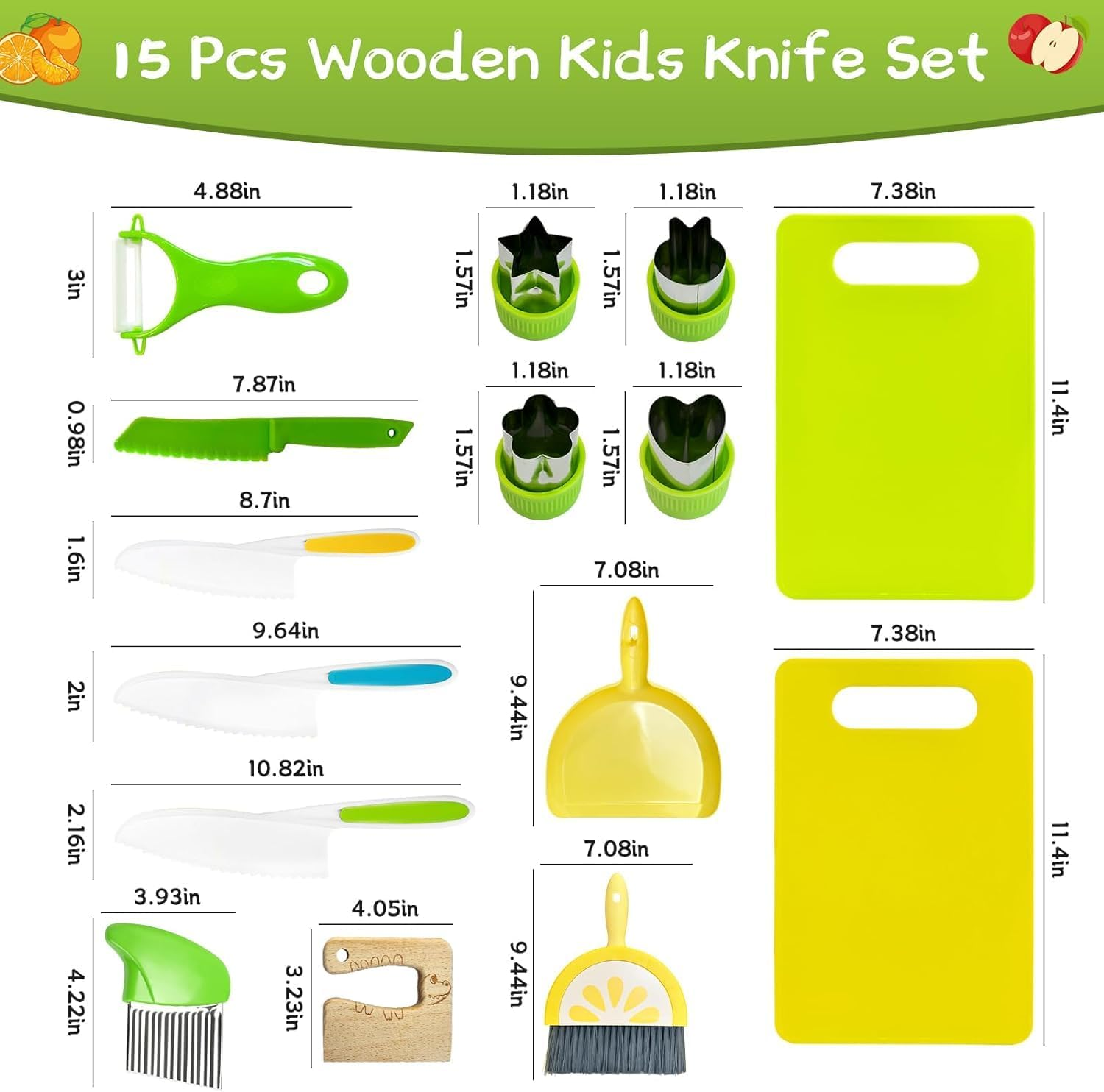 Montessori Kitchen Tools for Toddlers Kids Cooking Sets Safe Knife Set for Real Cooking Include Toddler Knives Cutting Boards Sandwich Cutters Peeler for Birthday (15 Pcs) image number 2