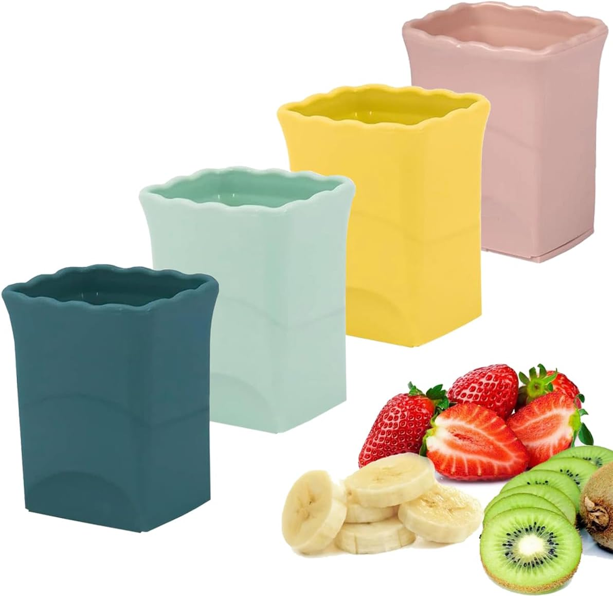 4 PCS Cup Slicer, Stainless Steel Egg Stainless, Strawberry Slicer, Mini Fruit Slicer Cup, Quickly Making Fruit Vegetable Salad, Creative Convenient Kitchen Gadget image number 4