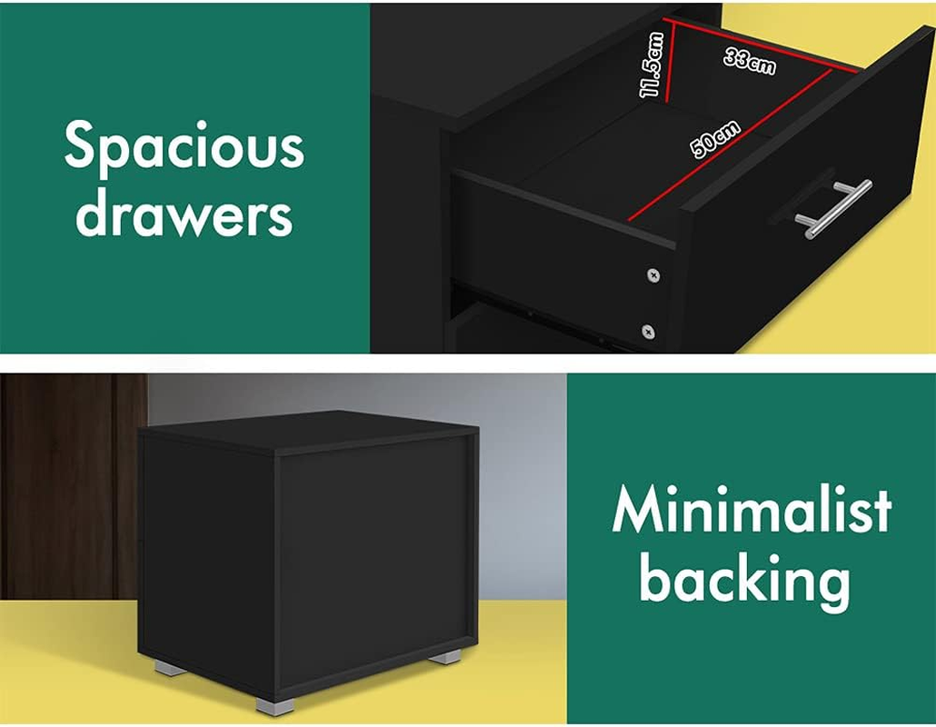 ALFORDSON Bedside Table High Gloss Nightstand 59Cm X 40Cm X 51Cm Storage Drawers Sofa Side Table Chest Cabinet Orangiser, Bedroom Living Room Storage Furniture image number 4