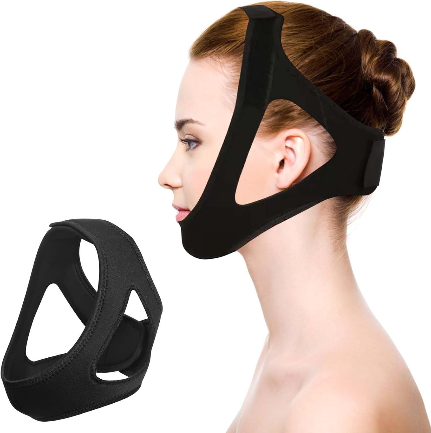Jaw Strap for Sleeping Airflow Jaw Strap Adjustable anti Snoring Chin Strap Snore Reducing Aids Chin Strap for Sleeping Airflow Jaw Strap for Men Women (Black) image number 3