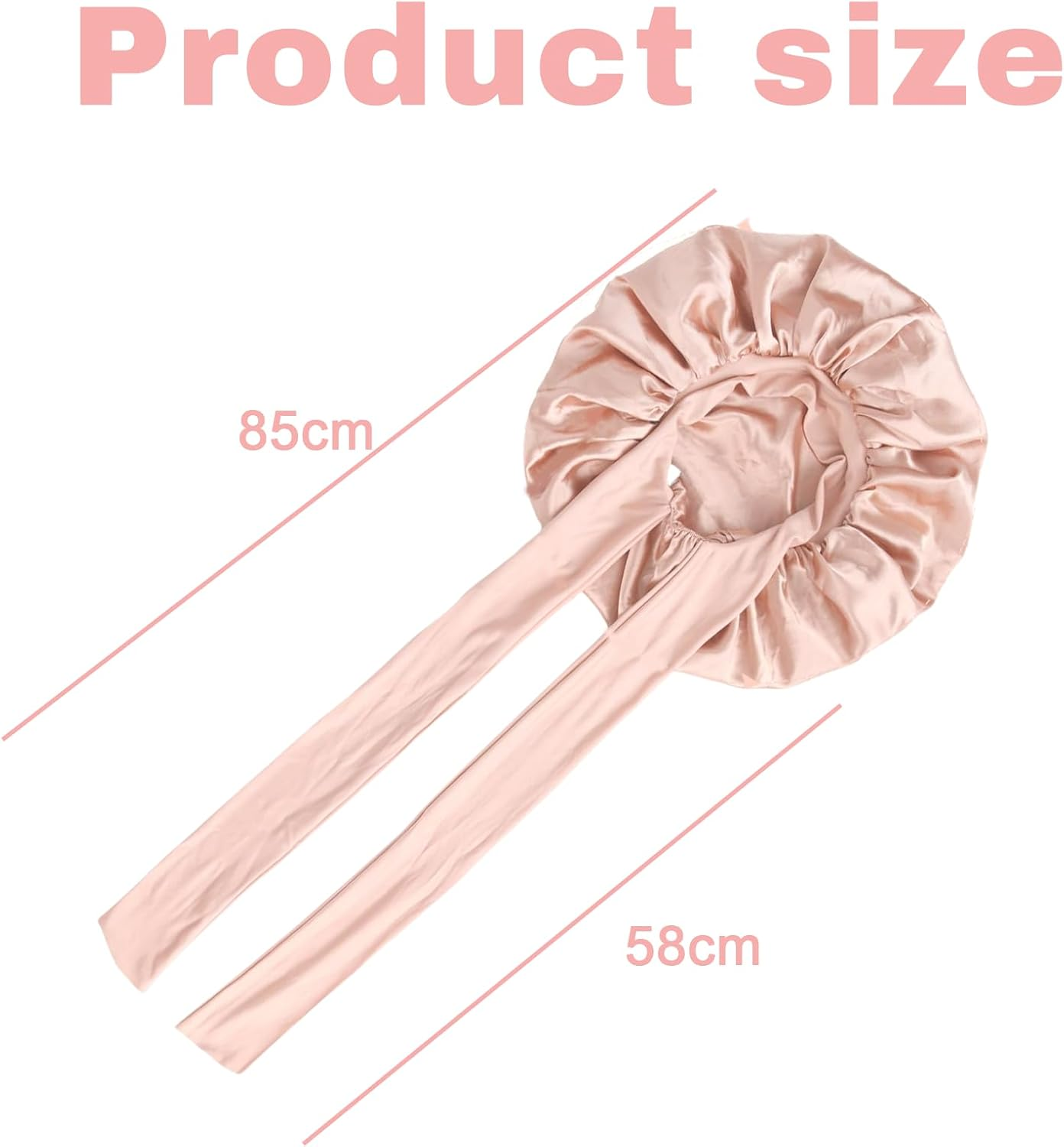 Jeyzuroa Silk Bonnet Sleep Bonnet for Women with Adjustable Band - Premium Breathable Satin-Like Hair Wrap Cap for Curly & Natural Hair, Single Layer Night Protection (Pink) image number 4