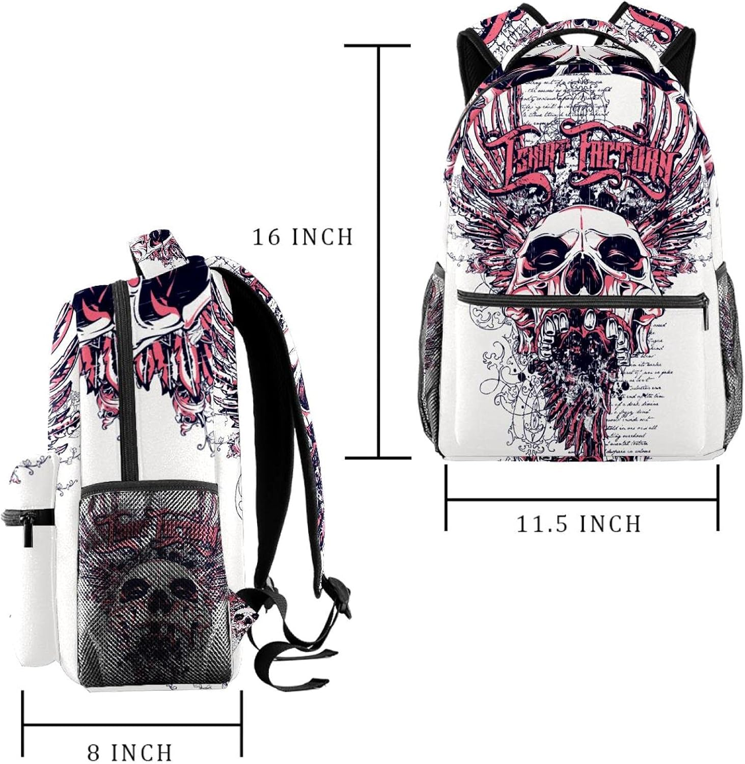 Pink Scared Skull Head Backpack Students Shoulder Bags Travel Bag College School Tote Backpacks image number 1