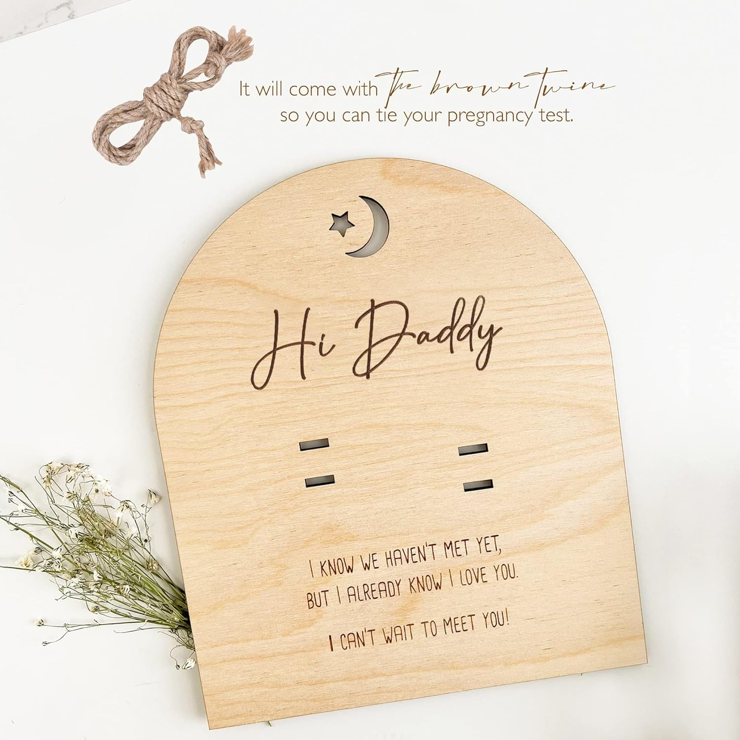 Pregnancy Announcement for Dad- Hi Daddy Pregnancy Test Keepsake Wooden Sign- Baby Surprise Announcement Ideas, Pregnancy Reveal to Husband image number 1