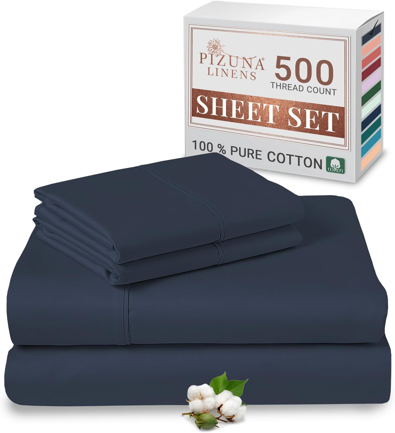 Pizuna Cotton Single Sheet Set, 500 Thread Count 100% Combed Cotton Sateen Weave Single Bed Sheet Set Include 1 Fitted Sheet, 1 Flat Sheet & 1 Pillow Case (Bright White Sheet Set - 3 PC) image number 3