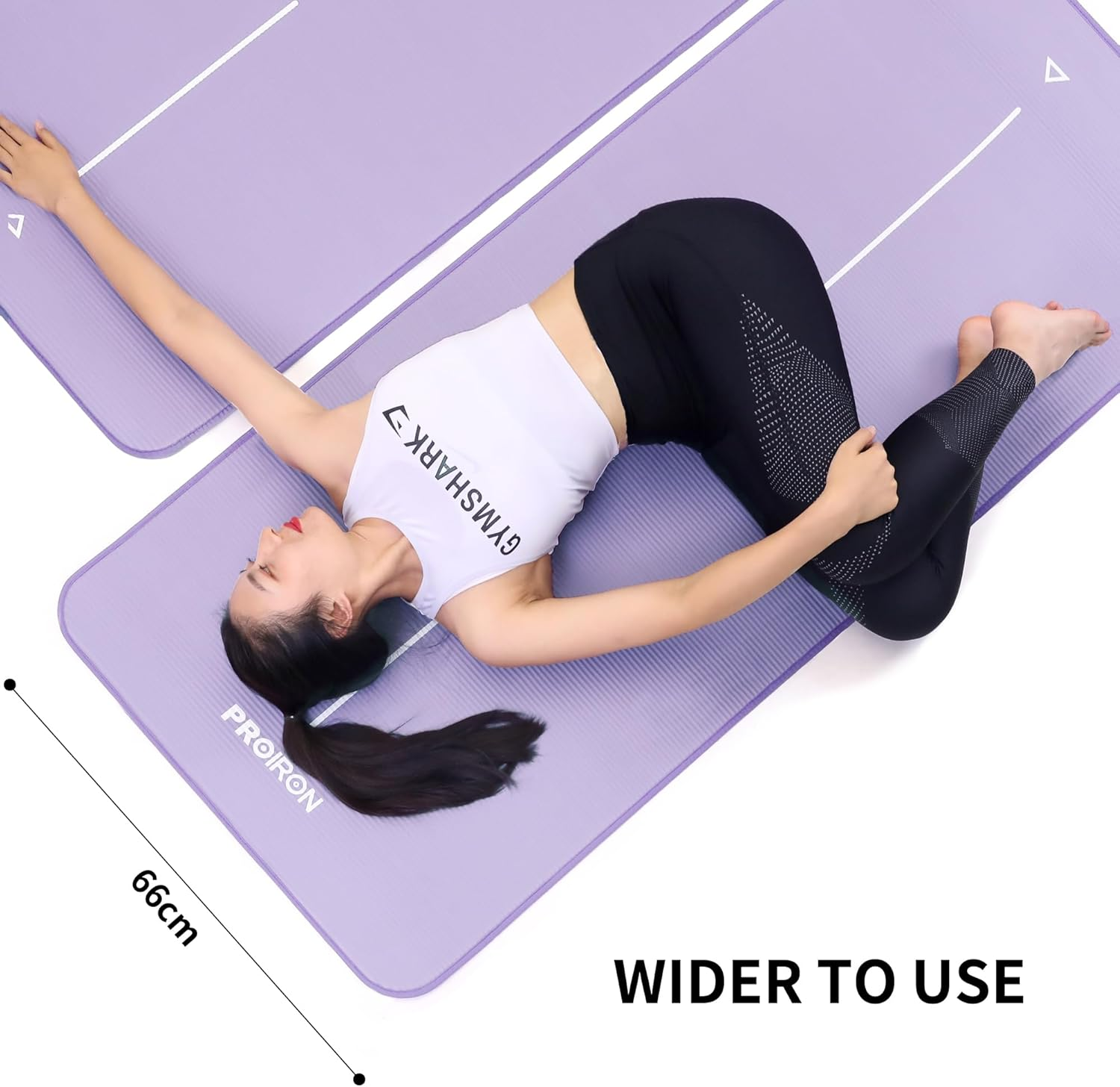 PROIRON Yoga Mat Eco Friendly NBR All-Purpose 10Mm Thick Non-Slip Exercise Mat High Density Anti-Tear Pilates Mat with Carrying Strap for Yoga Pilates and Gymnastics - 183Cm X 66Cm X 1Cm - 7 Colours(Only Official Brand : PROIRON) - Black (Edge Protection, Durable Robust) image number 4