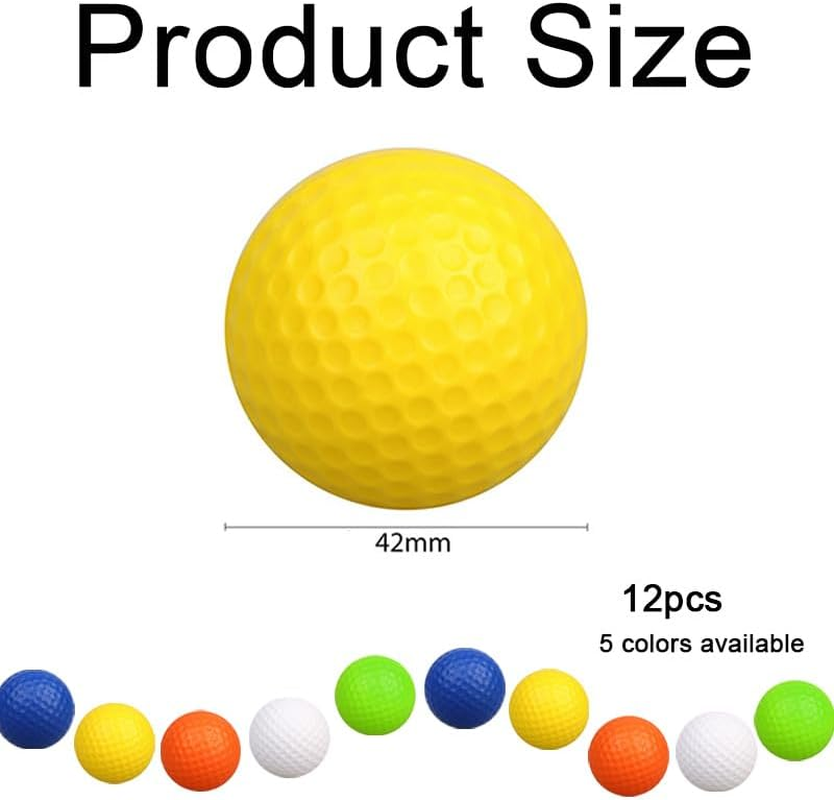 12 Pcs Foam Golf Practice Balls,Mini Golf Stress Ball,Golf Squeeze Balls Colorful Golf Foam Balls, Solid Rubber Golf Training Balls,Soft Foam Golf Balls for Indoor or Outdoor Backyard - Green image number 3