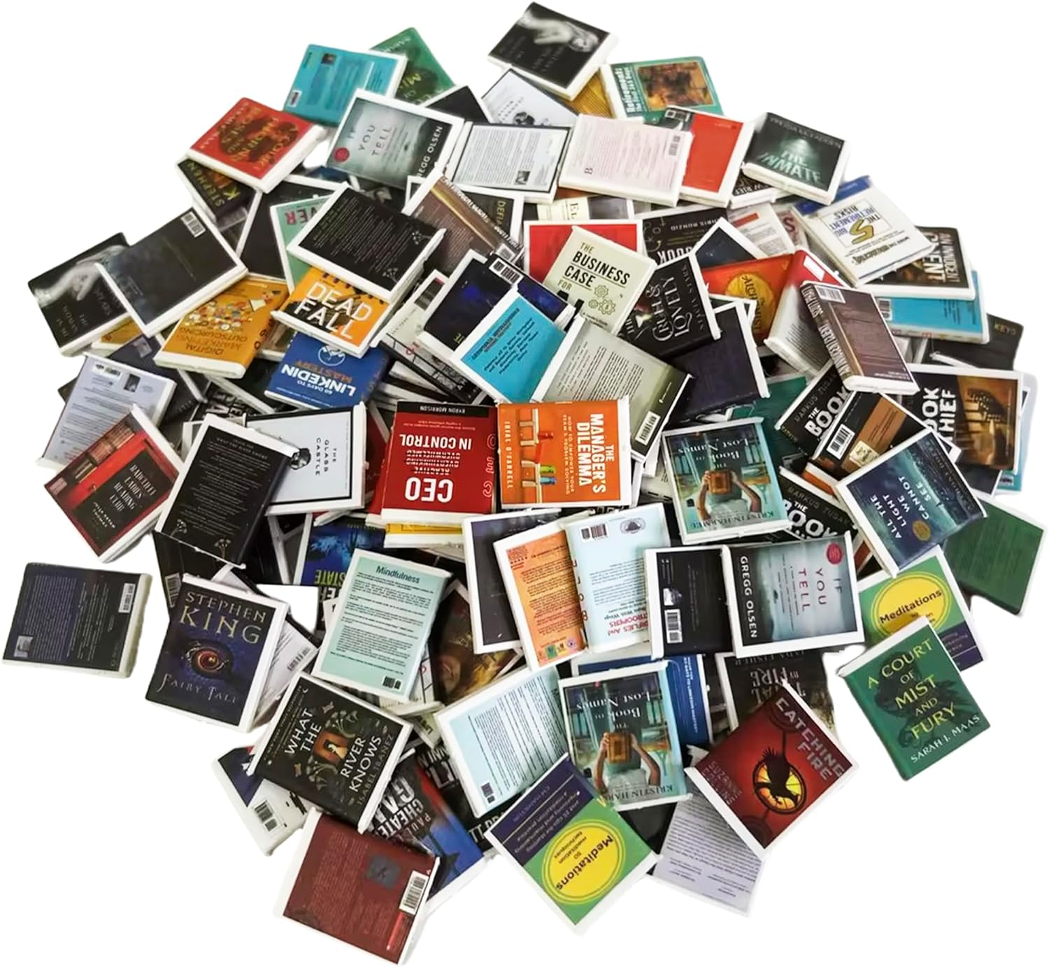 200 PCS Book Miniatures Set, Mini Books for Anxiety Bookshelf, Dollhouse Decor, DIY Crafting, Accessories Mini Miniatures Books