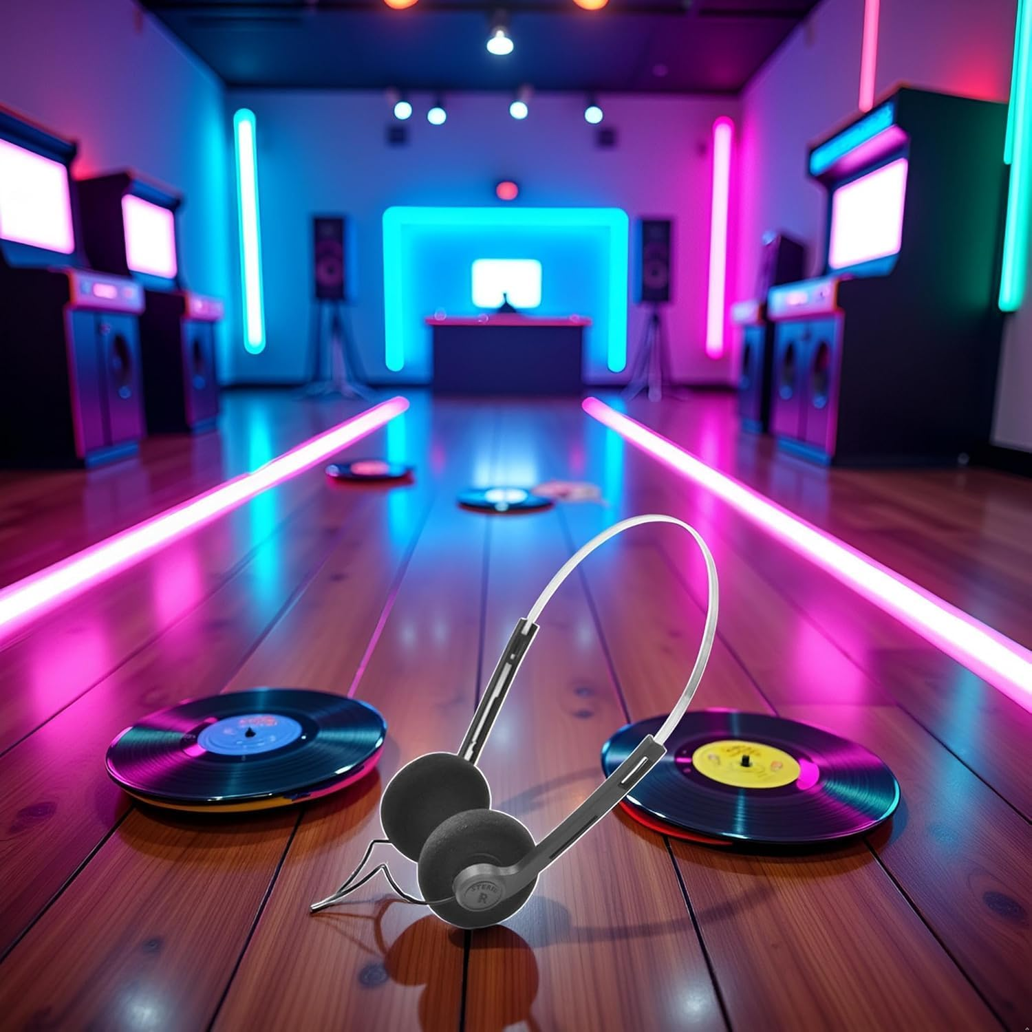 4 Pcs Black Retro Over-Ear Earphones, Hi-Fi Stereo Earphone, Mini Stereo Lightweight Headphones with Cord, 80S 90S Vintage Headset Wired,Headphone, for Most Mobile Phones Playback Pevices image number 6