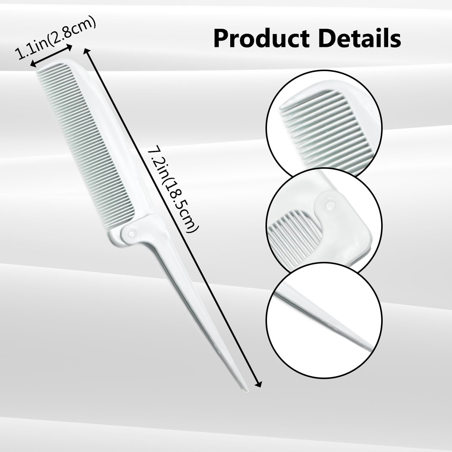 2 Pack Hair Parting Combs, Hair Styling Beauty Tools, Rat Tail Combs, Foldable Comb for Travel, Stylist (White,Pink) - White,Pink,Lightblue,Lightgreen image number 5